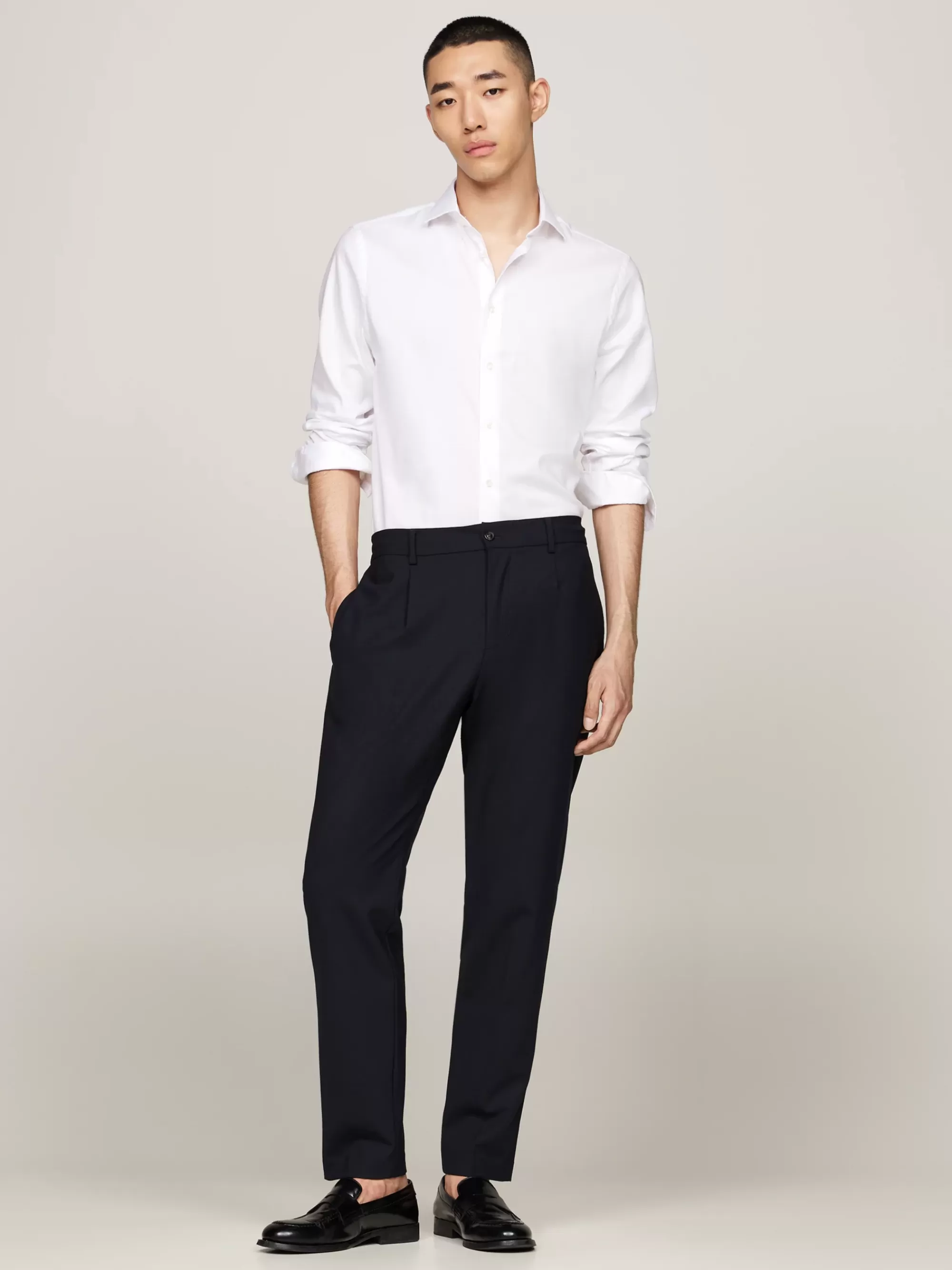 Overhemden*Tommy Hilfiger Smart Casual Slim Fit Dobby Overhemd TH OPTIC WHITE