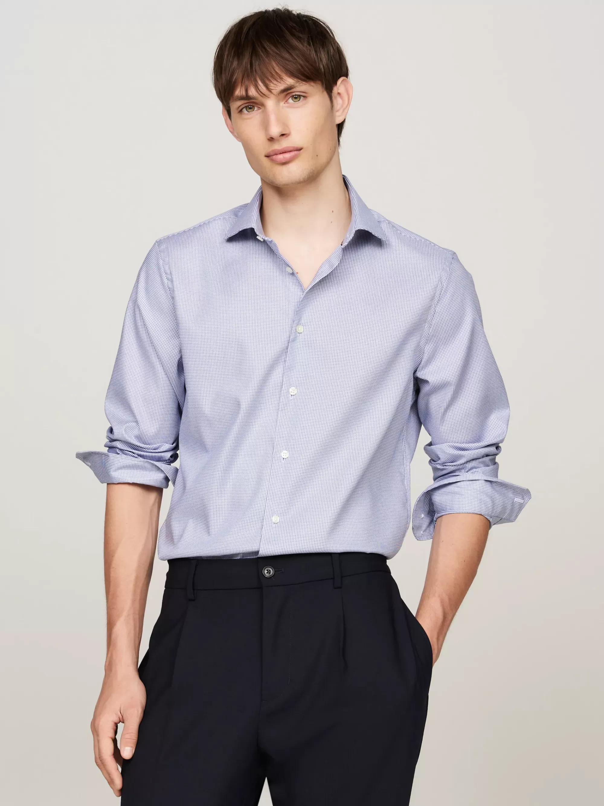 Overhemden*Tommy Hilfiger Smart Casual Slim Fit Overhemd Met Ruit TURBINE GREY CHECK