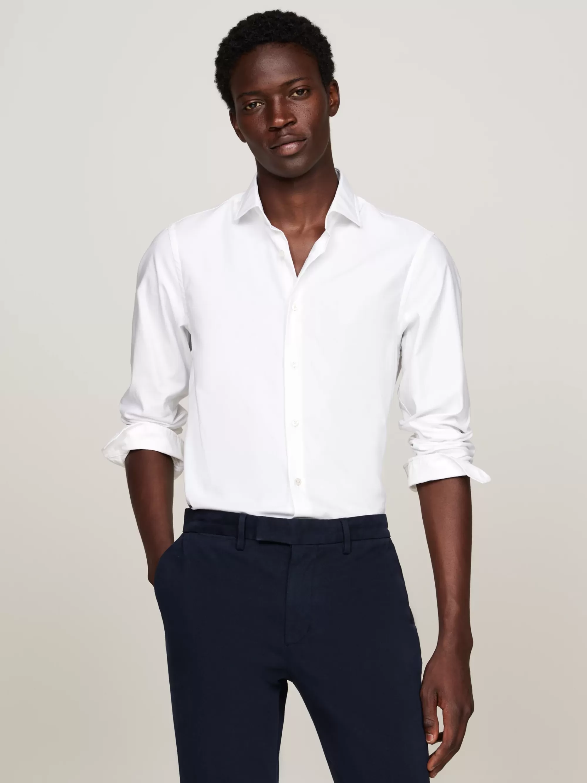 Overhemden*Tommy Hilfiger Smart Casual Slim Fit Poplin Overhemd OPTIC WHITE