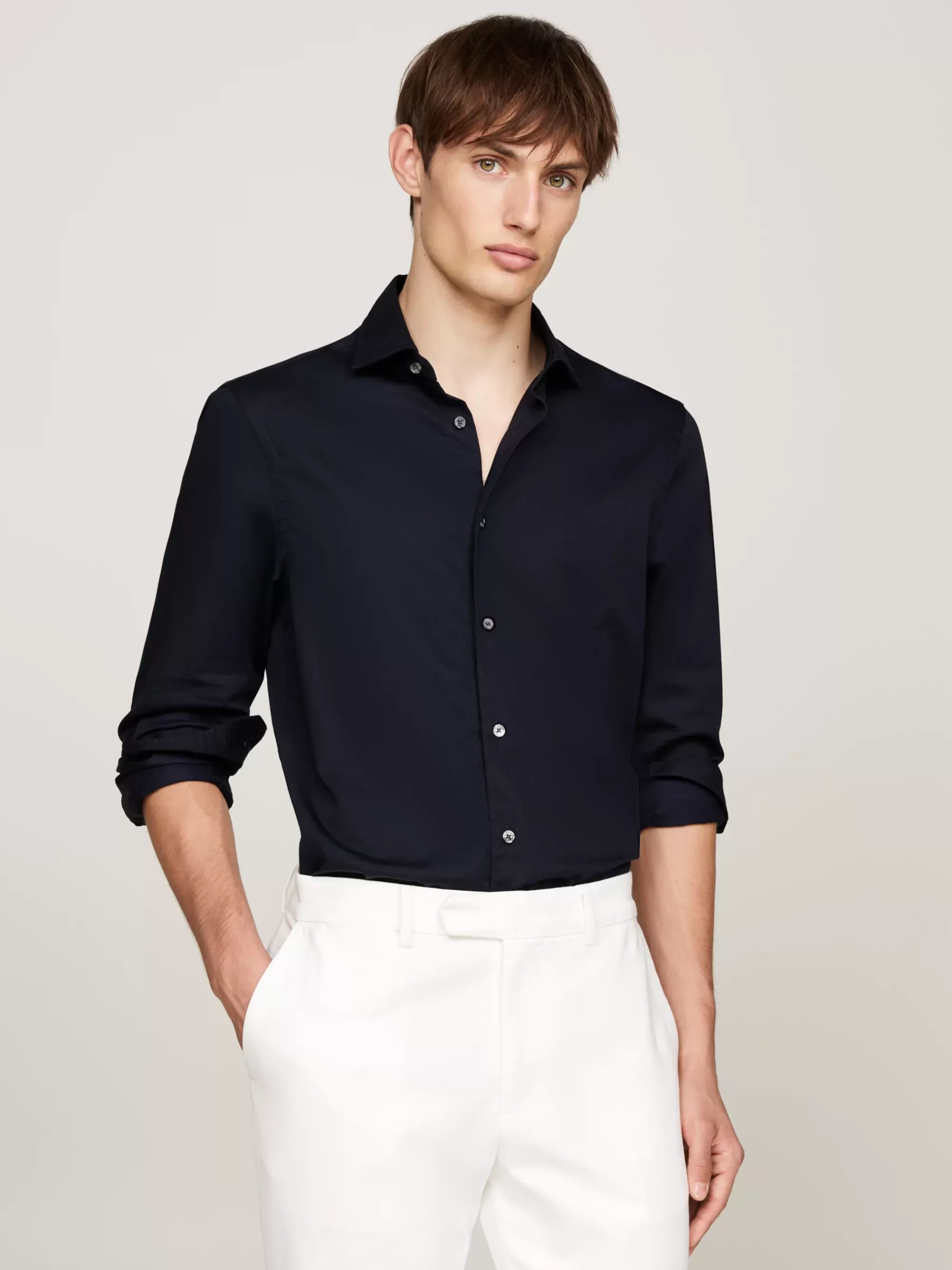 Overhemden*Tommy Hilfiger Smart Casual Slim Fit Poplin Overhemd DESERT SKY