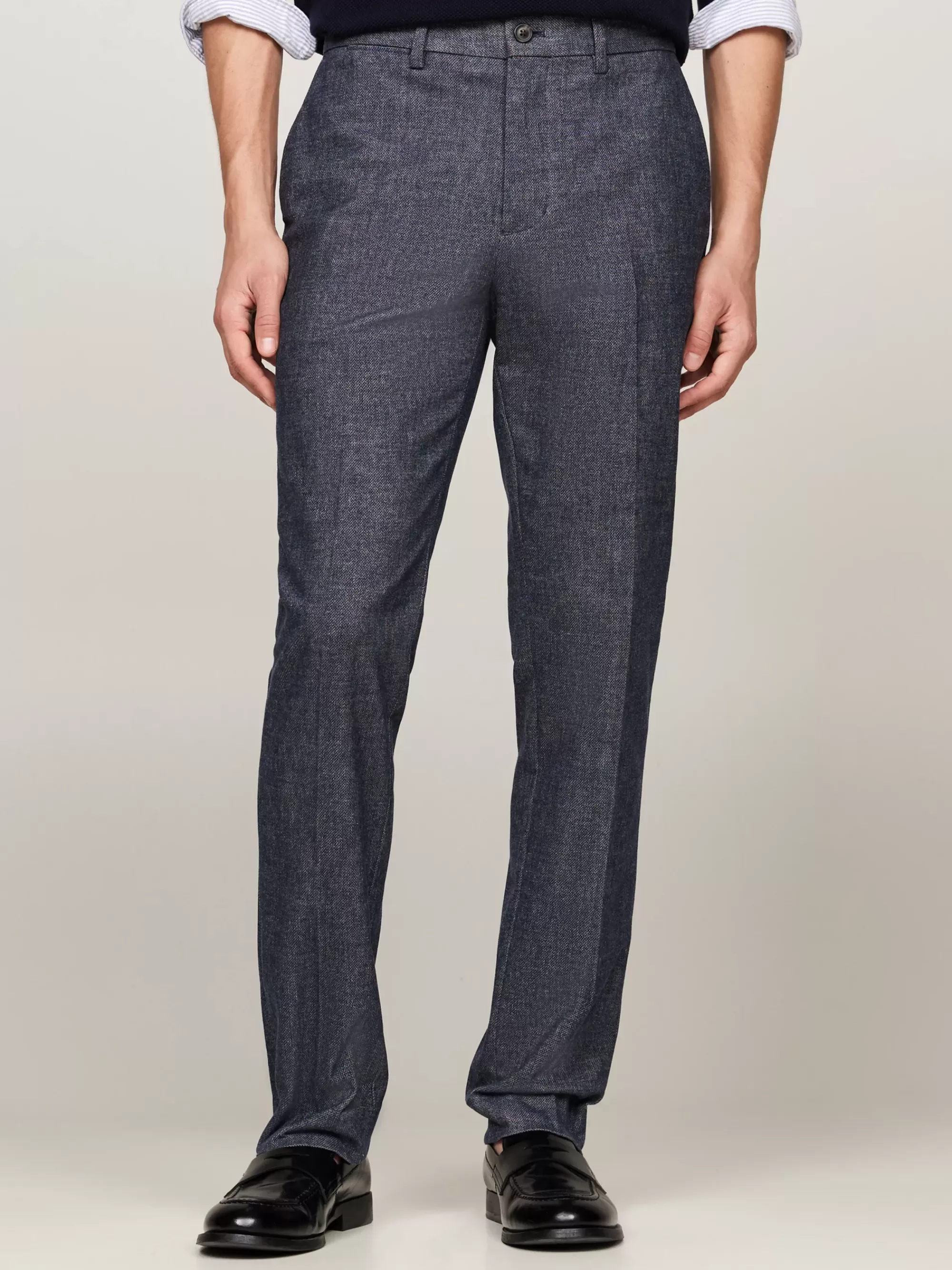 Broeken*Tommy Hilfiger Smart Casual Straight Gemêleerde Broek DESERT SKY