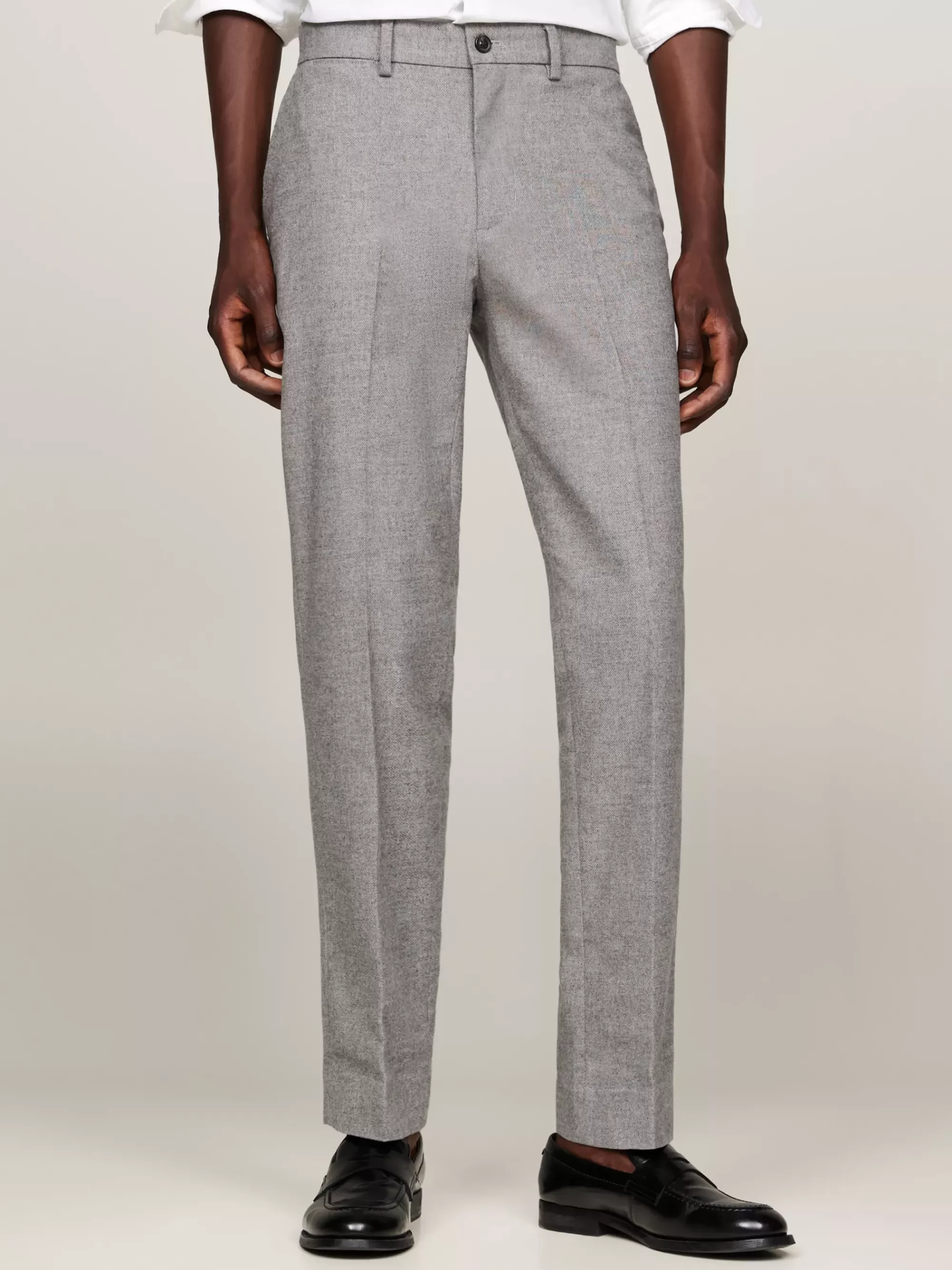Broeken*Tommy Hilfiger Smart Casual Straight Gemêleerde Broek MEDIUM GREY HEATHER