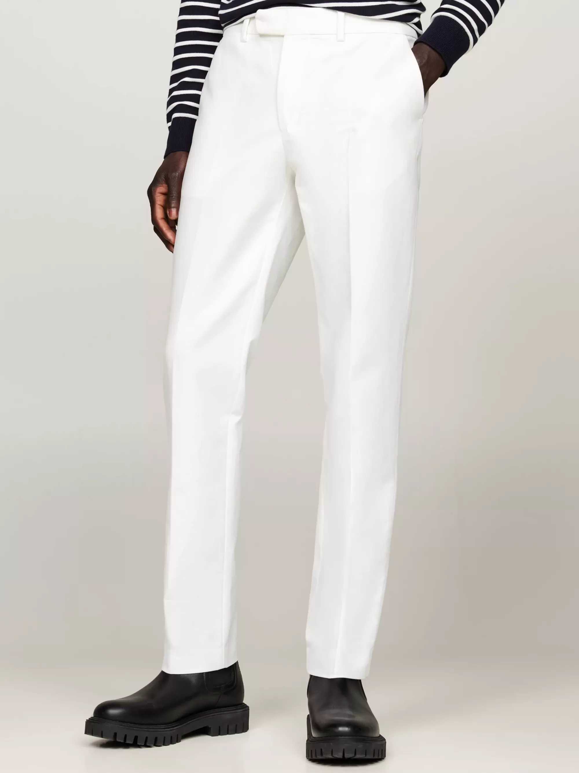 Broeken*Tommy Hilfiger Smart Casual Stretchkatoenen Straight Chino ECRU