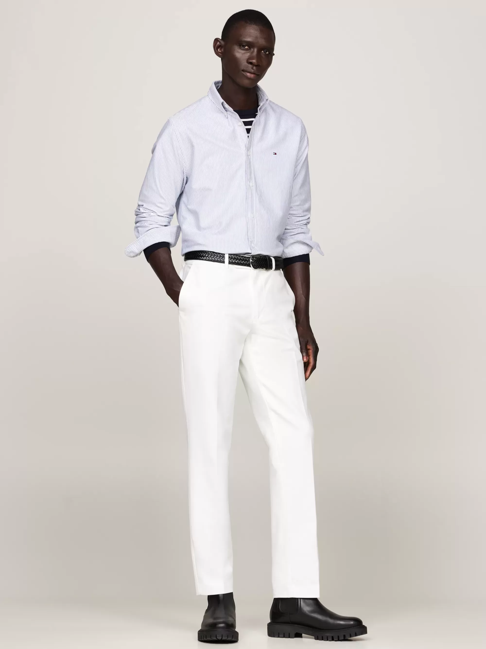 Broeken*Tommy Hilfiger Smart Casual Stretchkatoenen Straight Chino ECRU