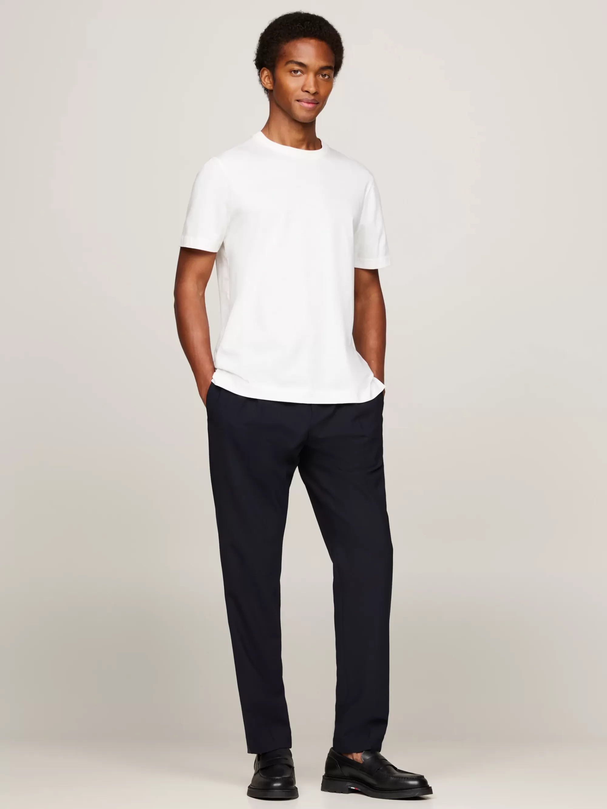 T-Shirts*Tommy Hilfiger Smart Casual T-shirt Van Mouliné Met Ruit CLASSIC BEIGE / ECRU