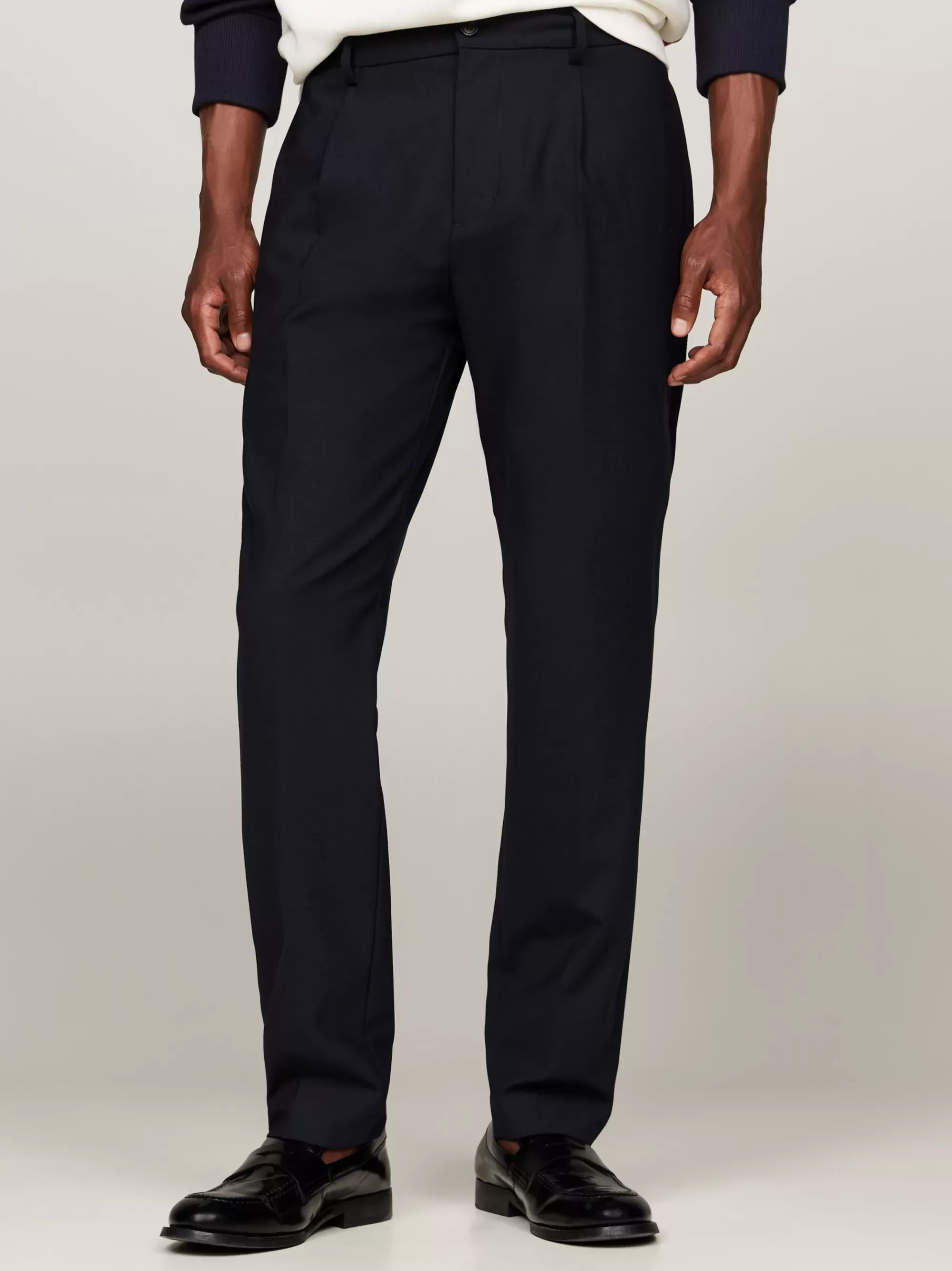 Broeken*Tommy Hilfiger Smart Casual Wolmix Tapered Broek DESERT SKY