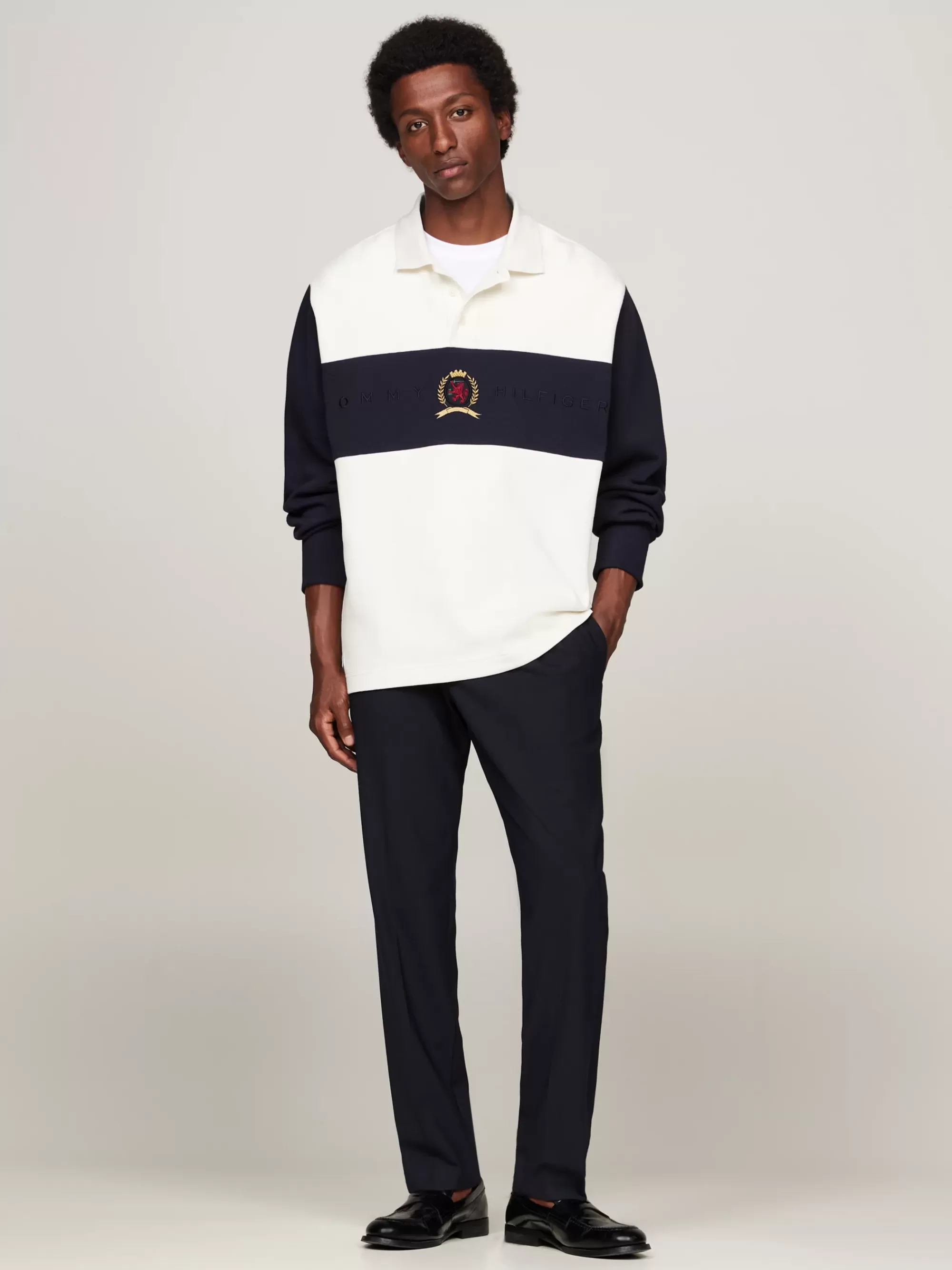 Broeken*Tommy Hilfiger Smart Casual Wolmix Tapered Broek DESERT SKY