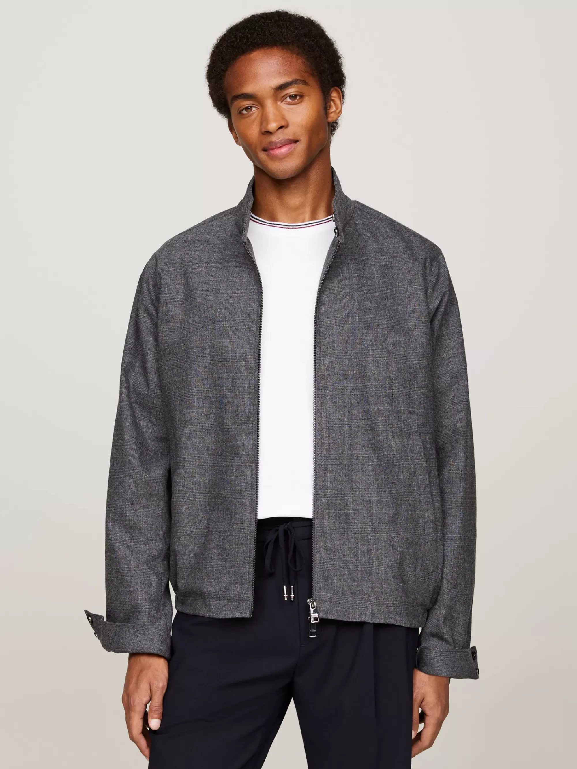 Jassen & Jacks | Bomberjacks*Tommy Hilfiger Smart-casual Harrington-jack Met Prince Of Wales-ruit MEDIUM GREY HEATHER