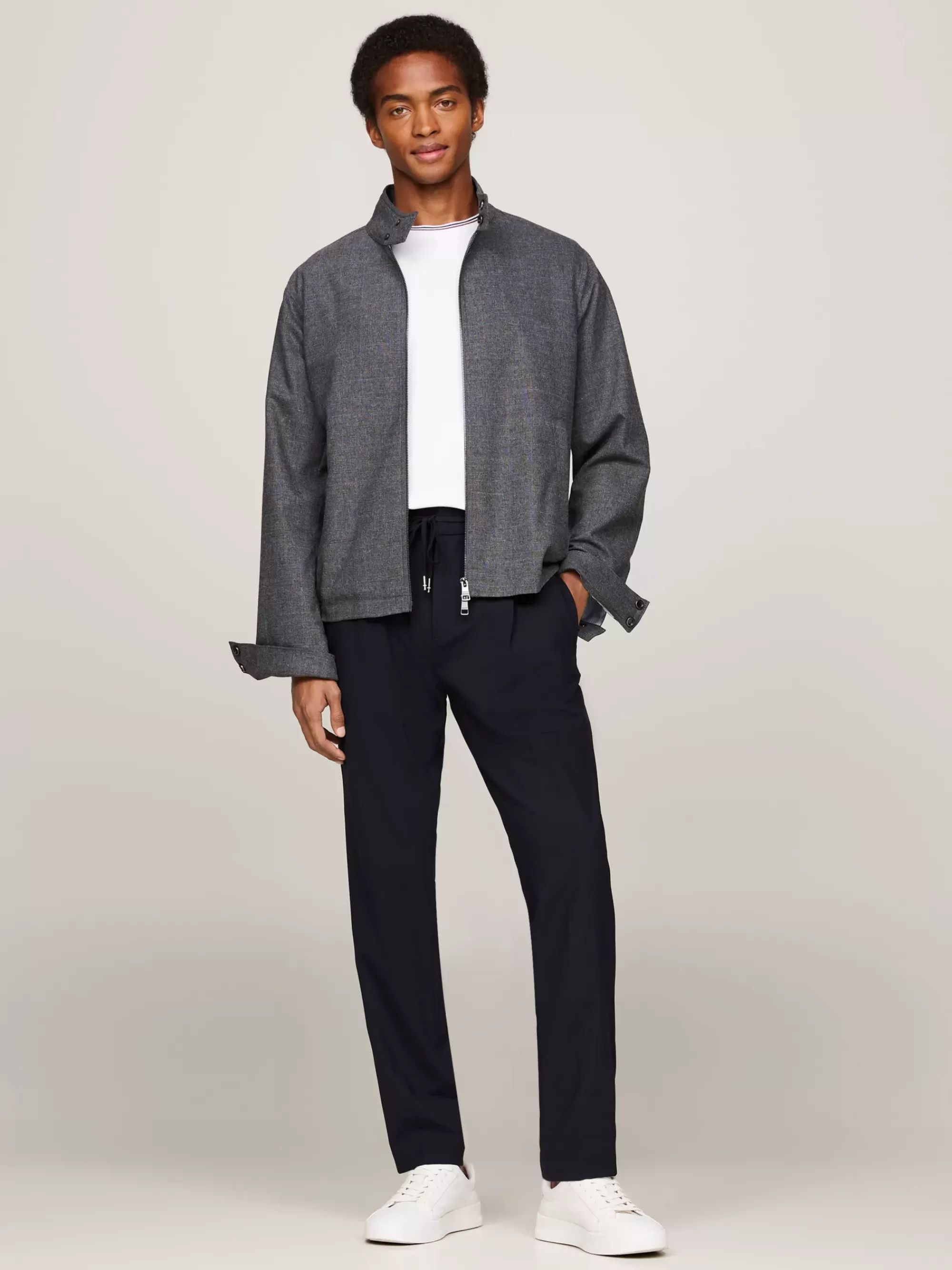 Jassen & Jacks | Bomberjacks*Tommy Hilfiger Smart-casual Harrington-jack Met Prince Of Wales-ruit MEDIUM GREY HEATHER