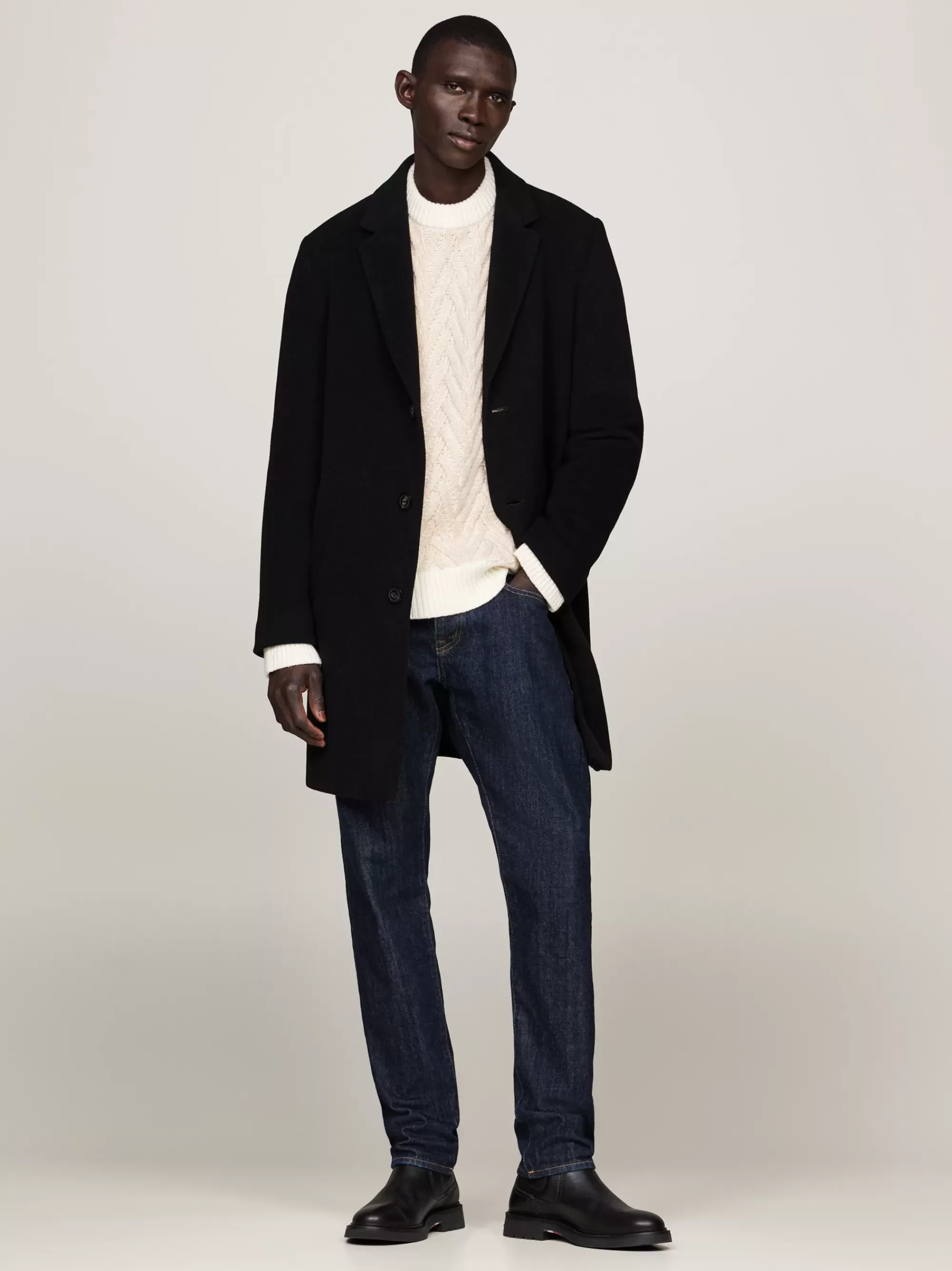 Jassen & Jacks*Tommy Hilfiger Smart-casual Jas Van Wolmix BLACK