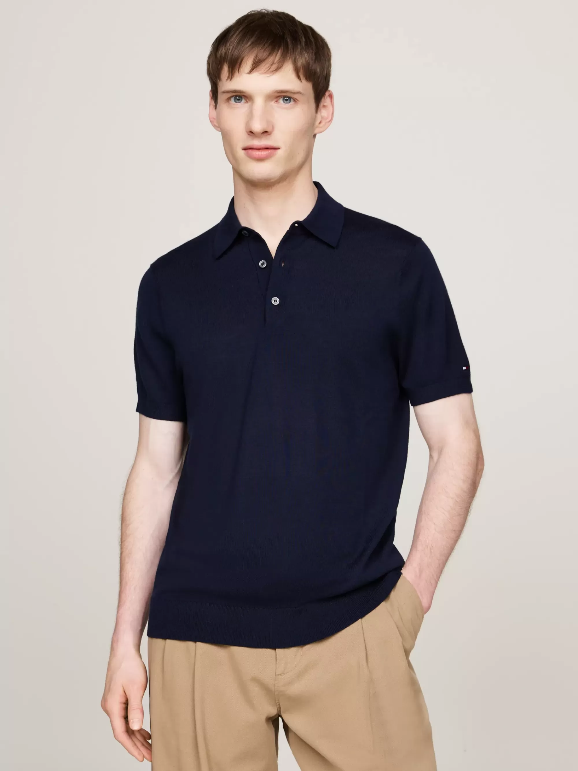 Truien | Truien & Vesten*Tommy Hilfiger Smart-casual Polo Van Pure Wol DESERT SKY