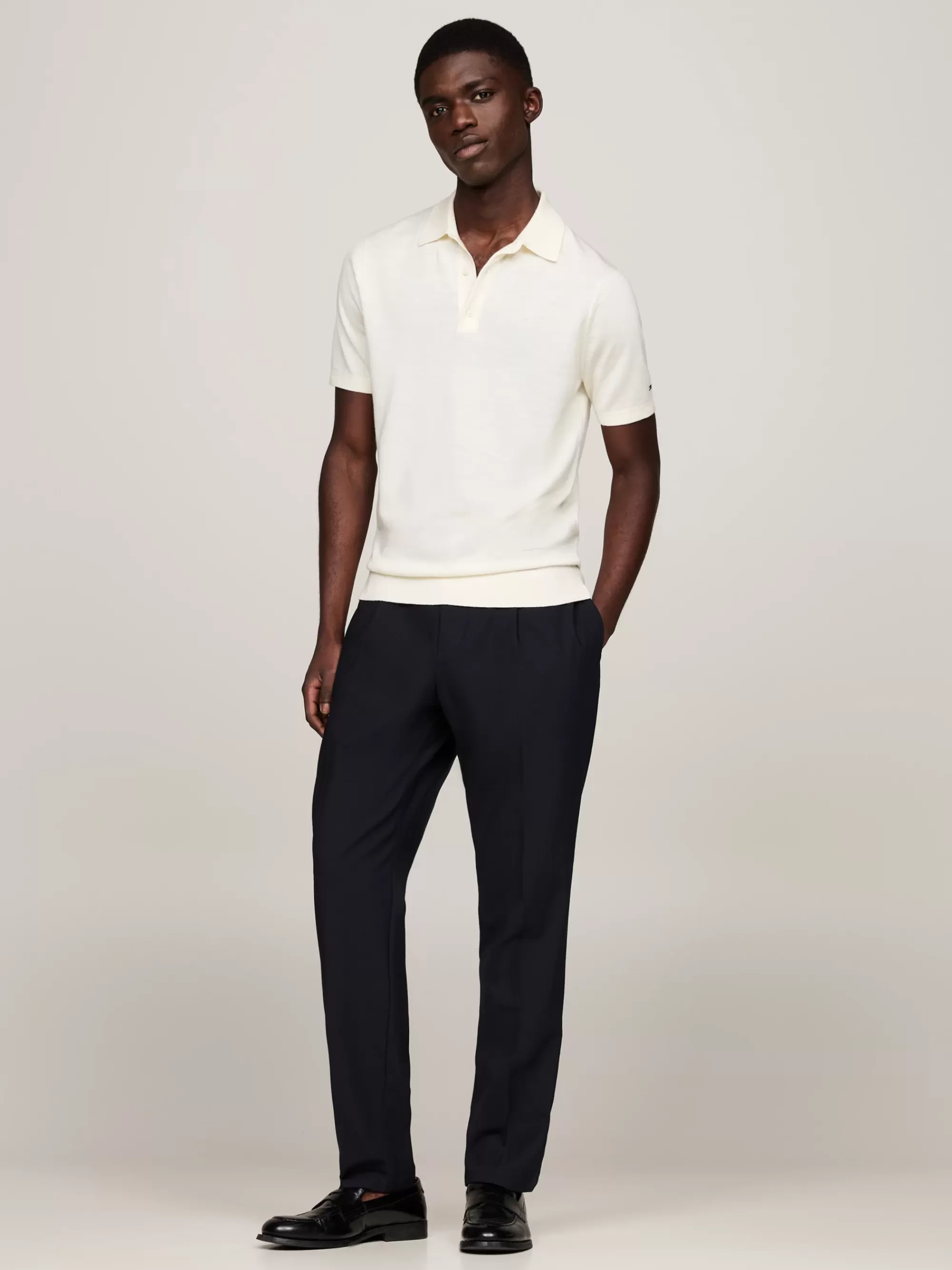 Truien | Truien & Vesten*Tommy Hilfiger Smart-casual Polo Van Pure Wol IVORY
