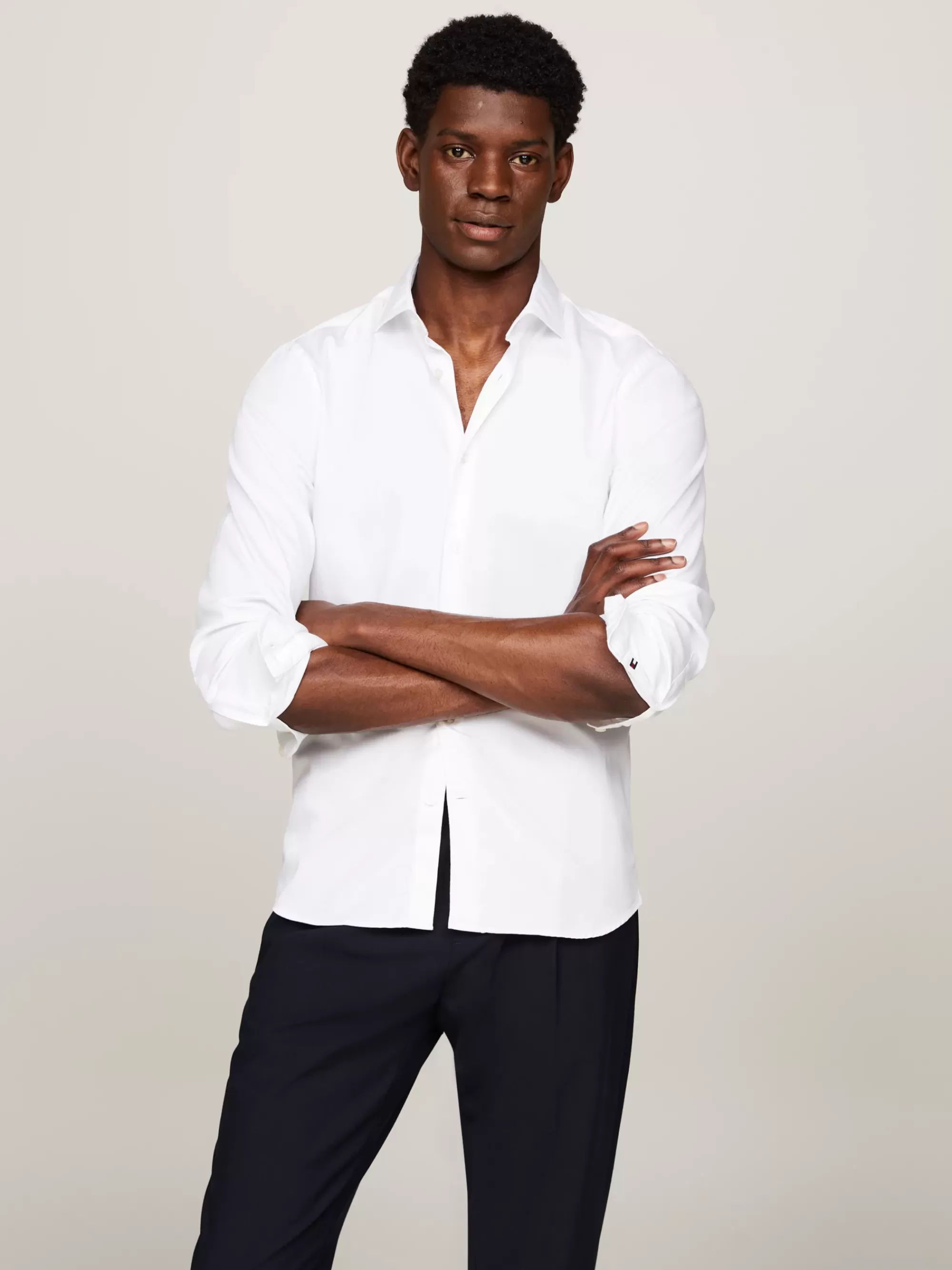 Overhemden*Tommy Hilfiger Smart-casual Slim Fit Overhemd Met TH Flex OPTIC WHITE