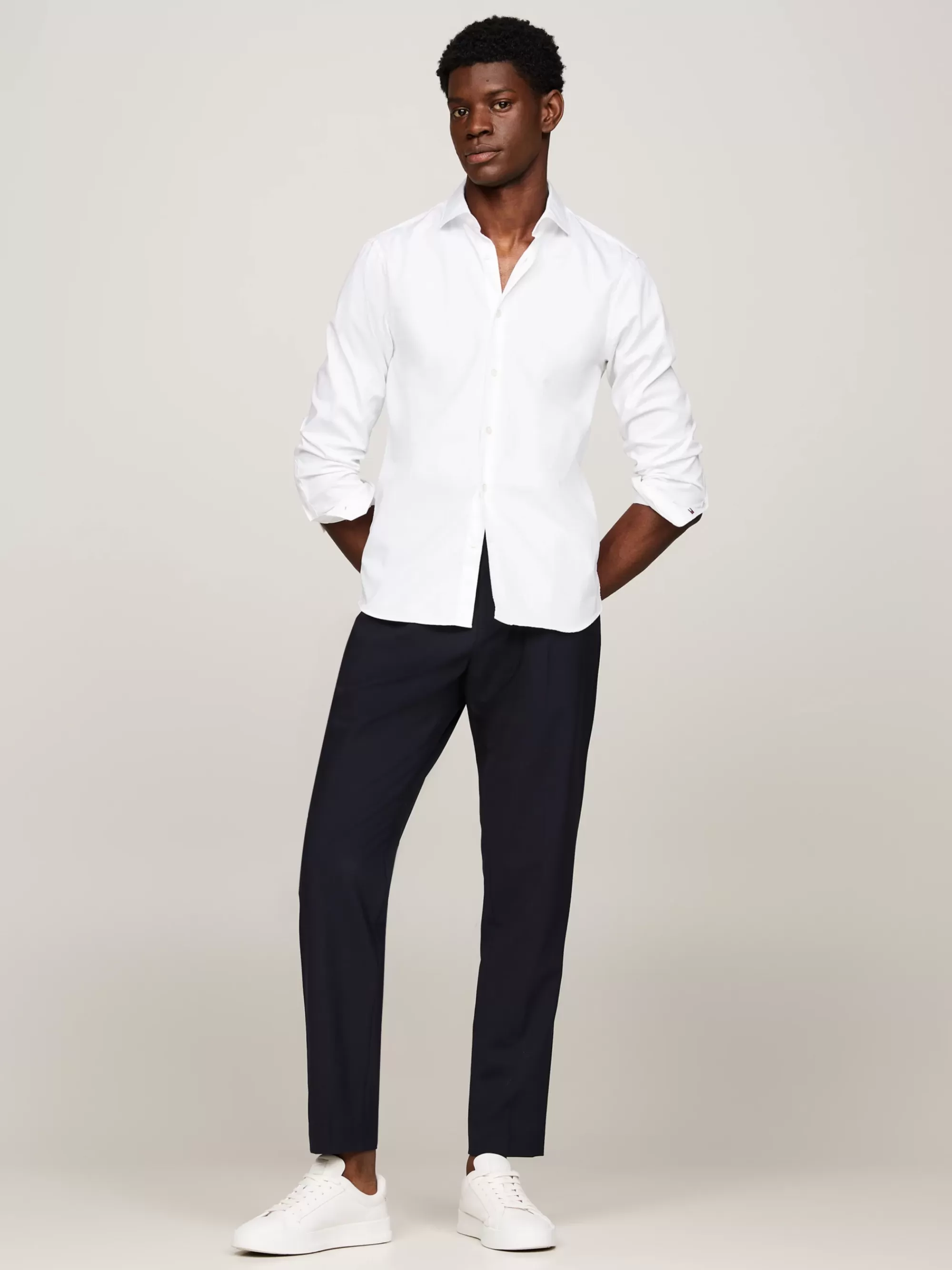 Overhemden*Tommy Hilfiger Smart-casual Slim Fit Overhemd Met TH Flex OPTIC WHITE