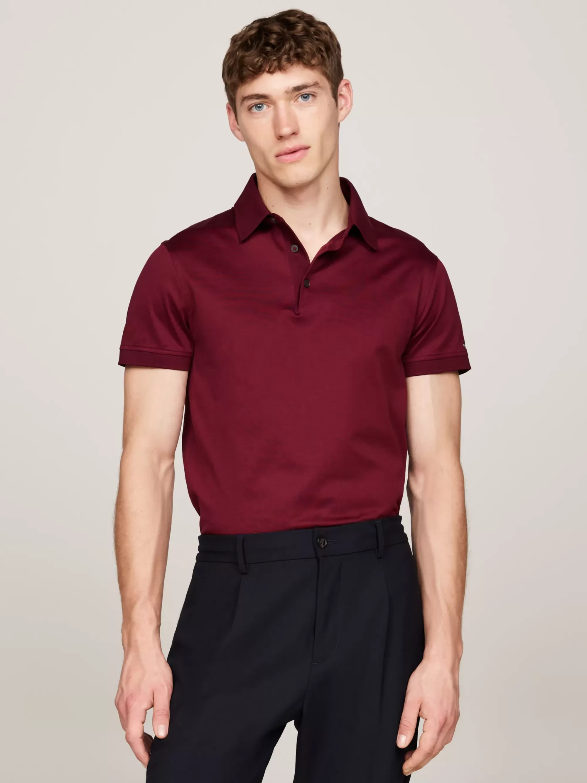 Polo's*Tommy Hilfiger Smart-casual Slim Fit Poloshirt DEEP ROUGE