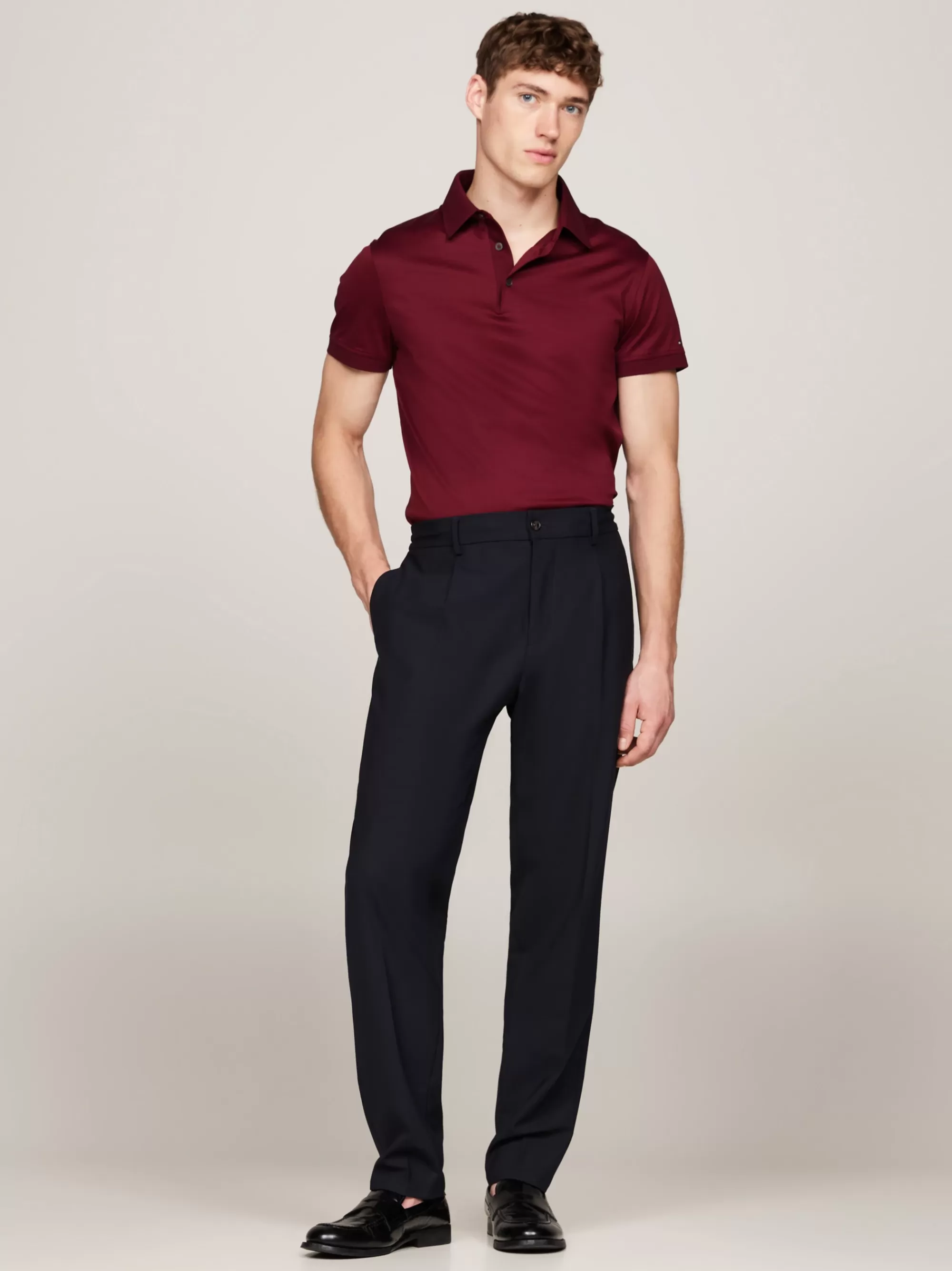 Polo's*Tommy Hilfiger Smart-casual Slim Fit Poloshirt DEEP ROUGE