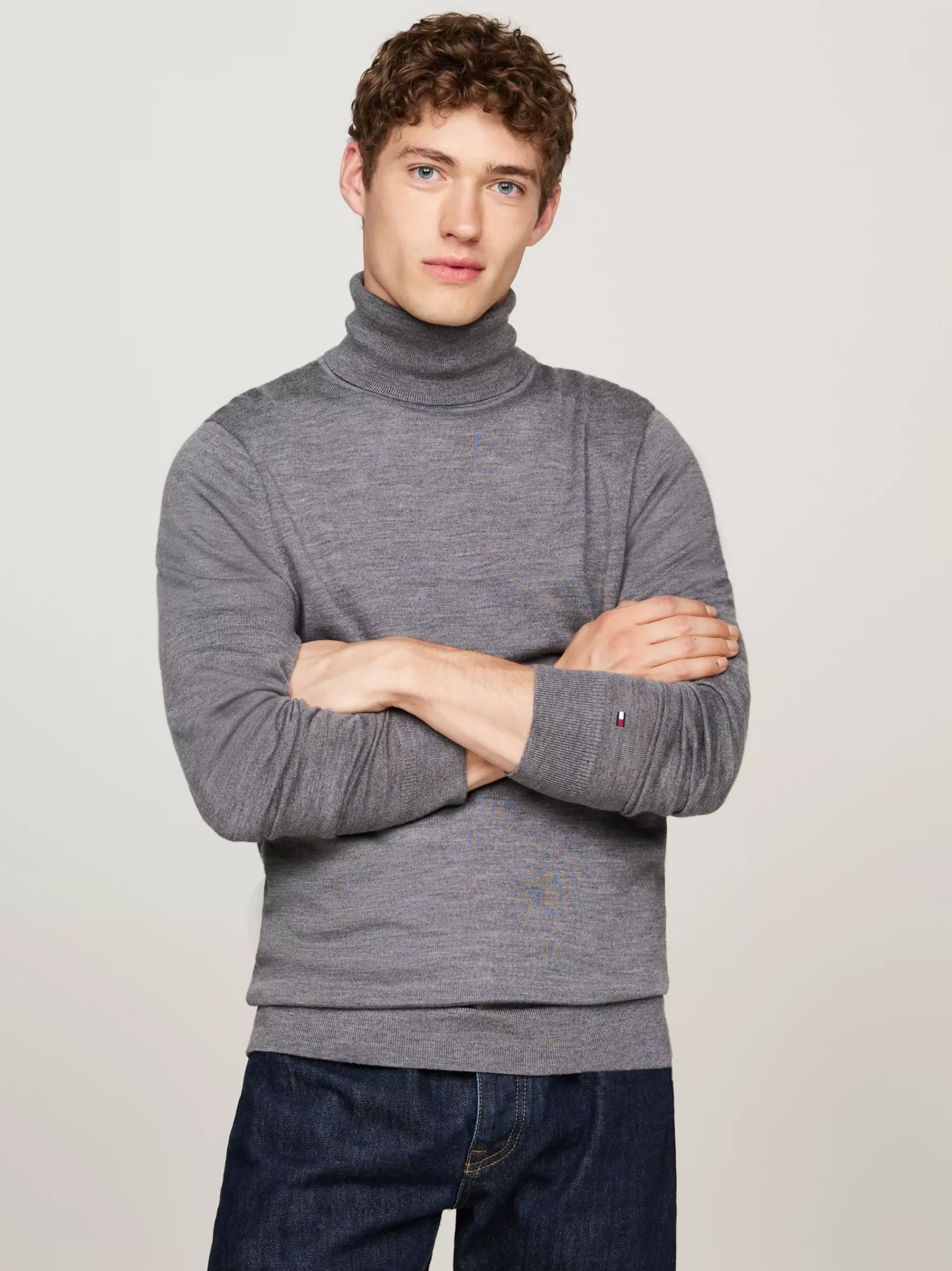 Coltruien | Truien*Tommy Hilfiger Smart-casual Trui Met Col MEDIUM GREY HEATHER
