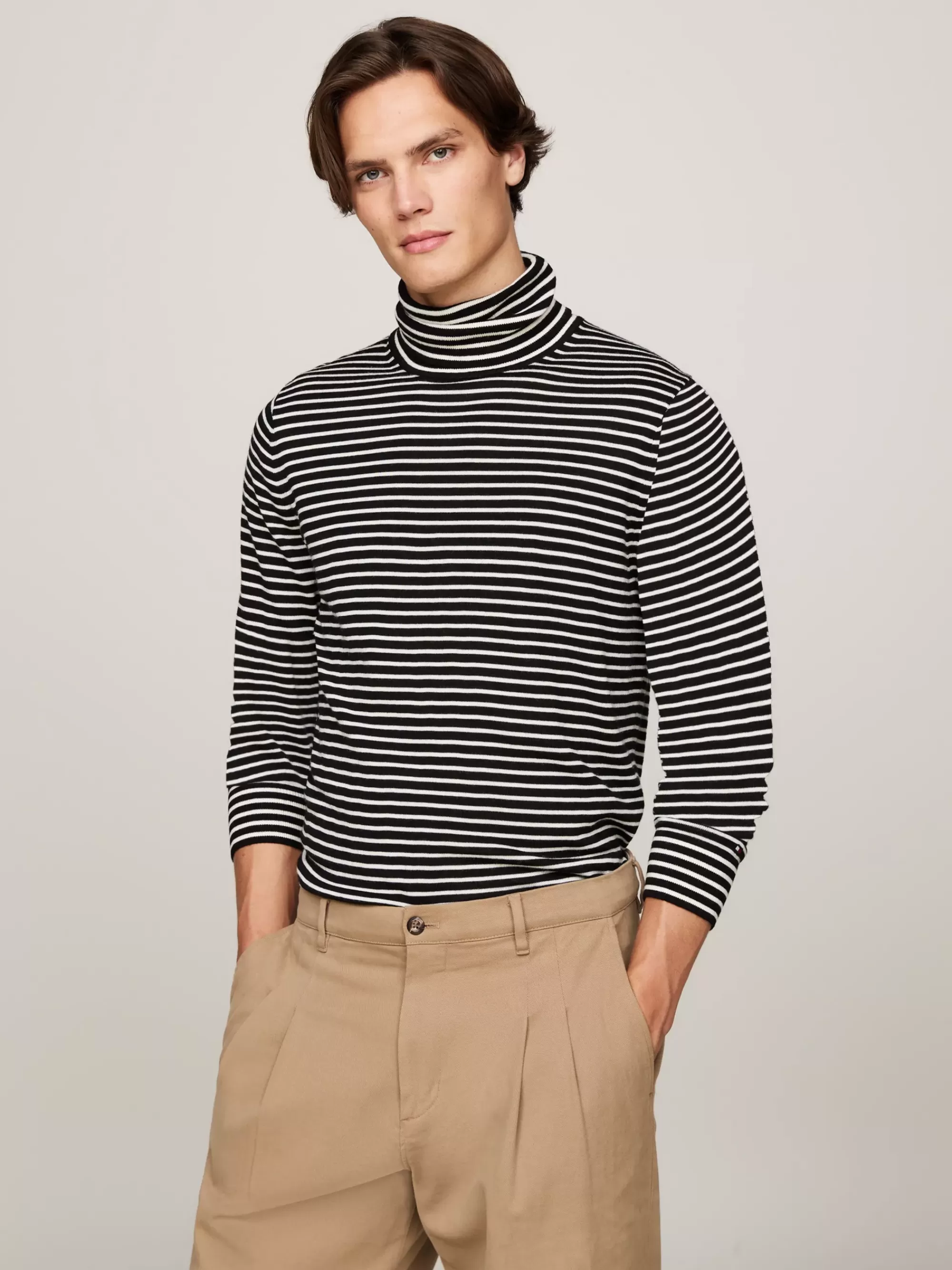 Coltruien | Truien*Tommy Hilfiger Smart-casual Trui Met Col BLACK/ IVORY