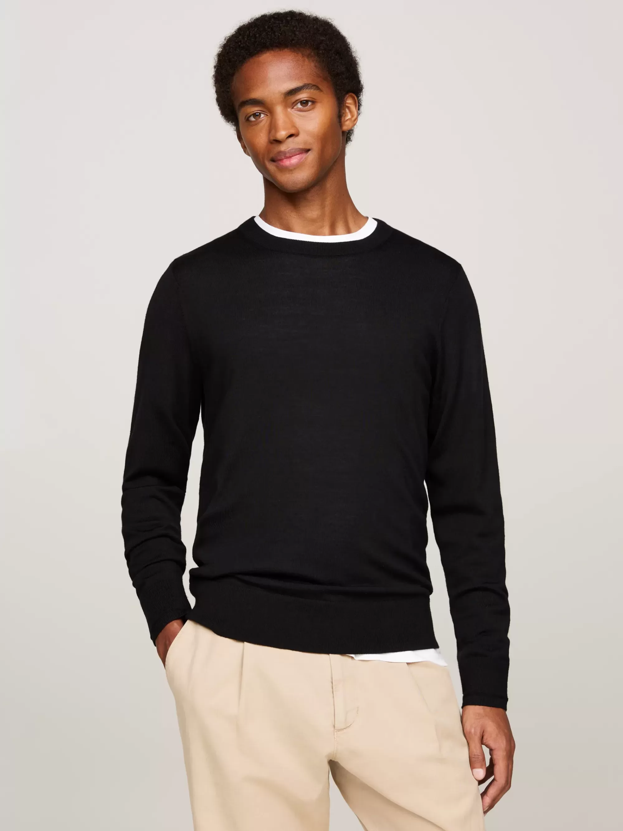Truien Met Ronde Hals | Truien*Tommy Hilfiger Smart-casual Trui Van Fijne Merinowol BLACK