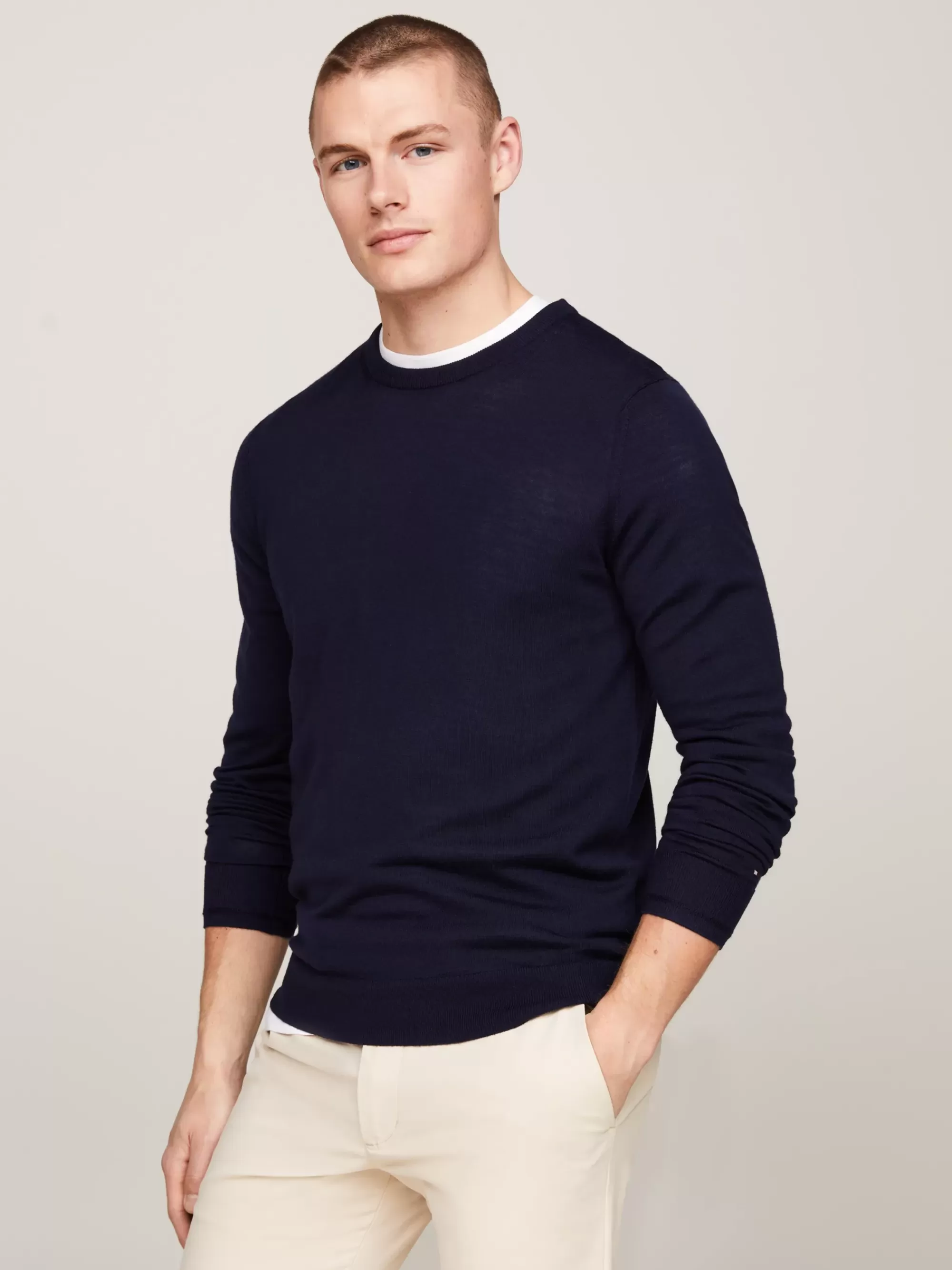 Truien Met Ronde Hals | Truien*Tommy Hilfiger Smart-casual Trui Van Fijne Merinowol DESERT SKY