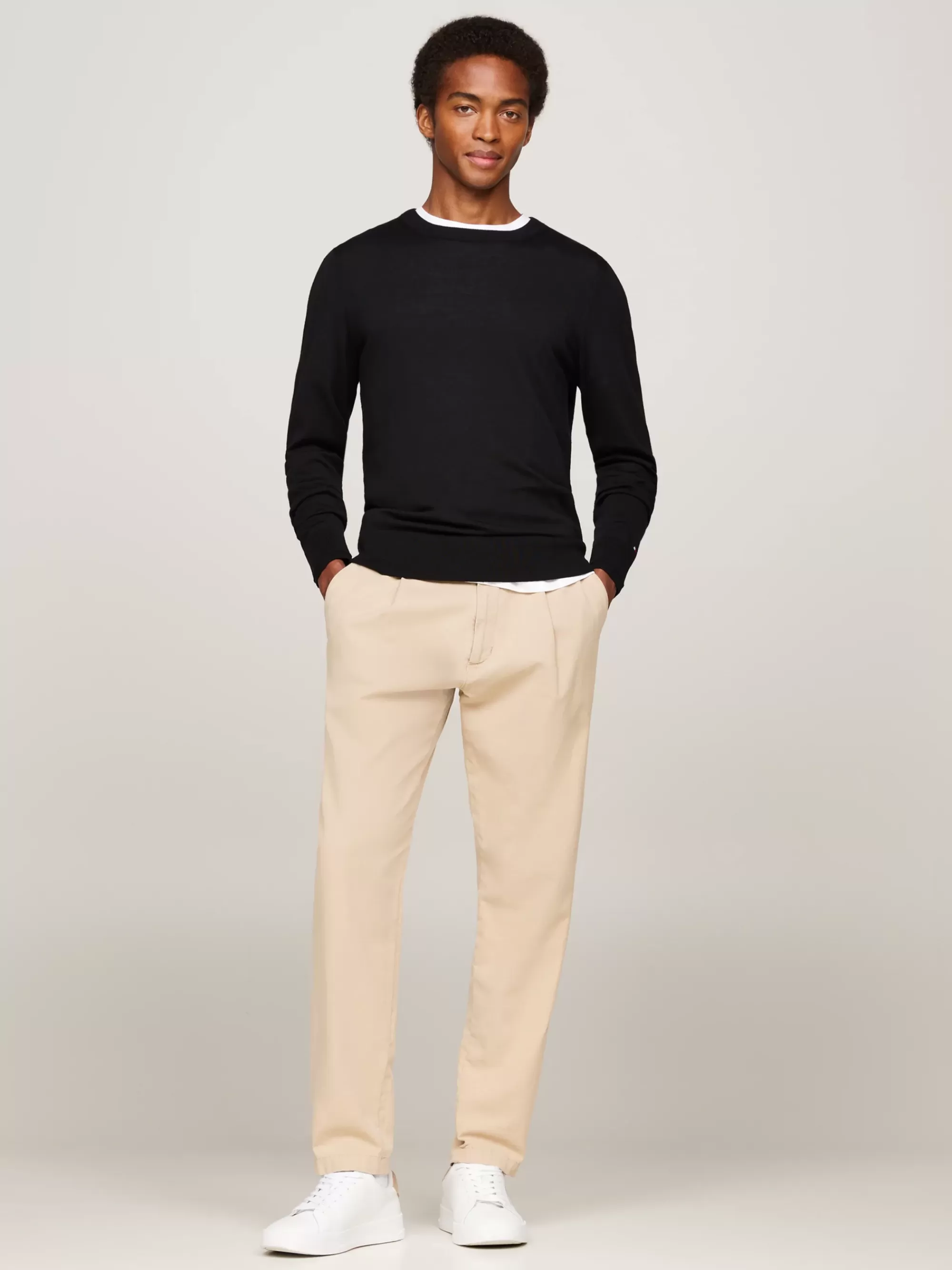 Truien Met Ronde Hals | Truien*Tommy Hilfiger Smart-casual Trui Van Fijne Merinowol BLACK