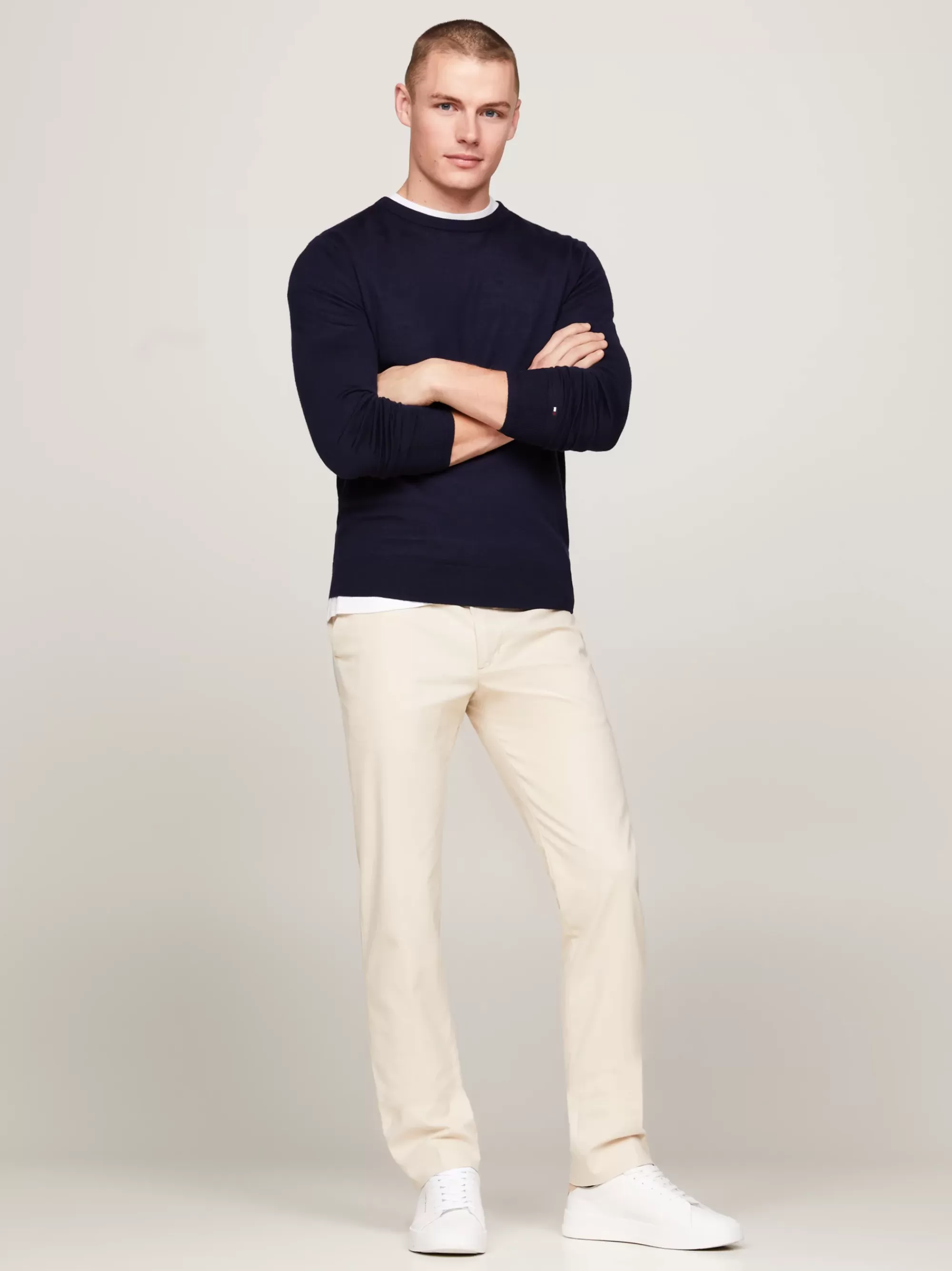 Truien Met Ronde Hals | Truien*Tommy Hilfiger Smart-casual Trui Van Fijne Merinowol DESERT SKY