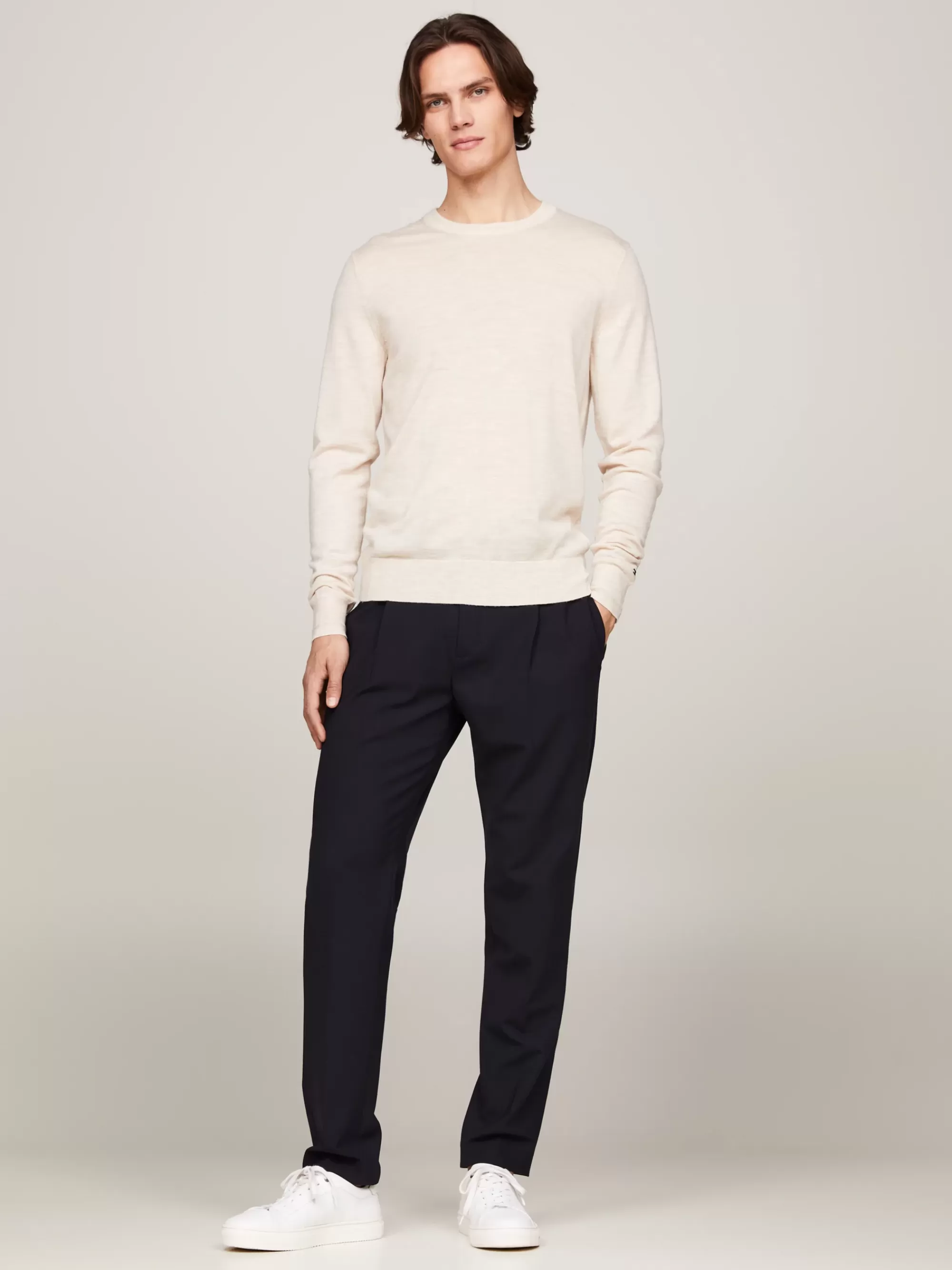 Truien Met Ronde Hals | Truien*Tommy Hilfiger Smart-casual Trui Van Fijne Merinowol HEATHERED OATMILK