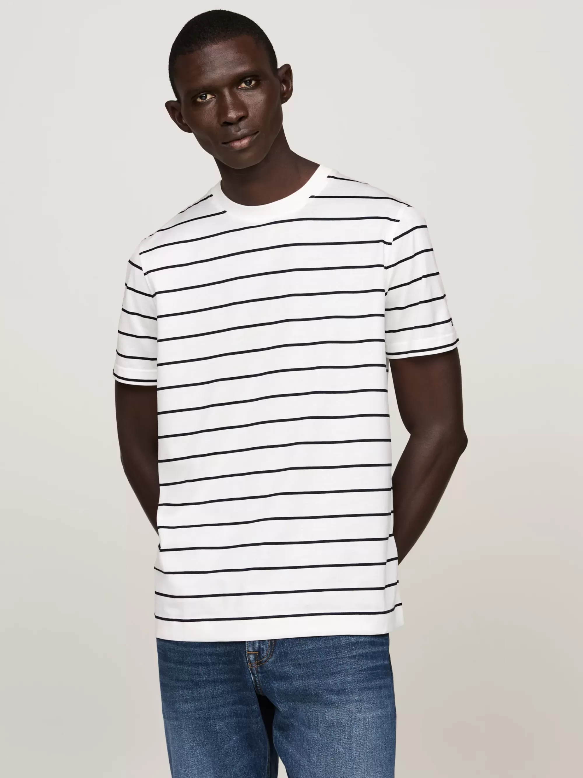 T-Shirts*Tommy Hilfiger Smart-casual T-shirt Met Streep ECRU / DESERT SKY