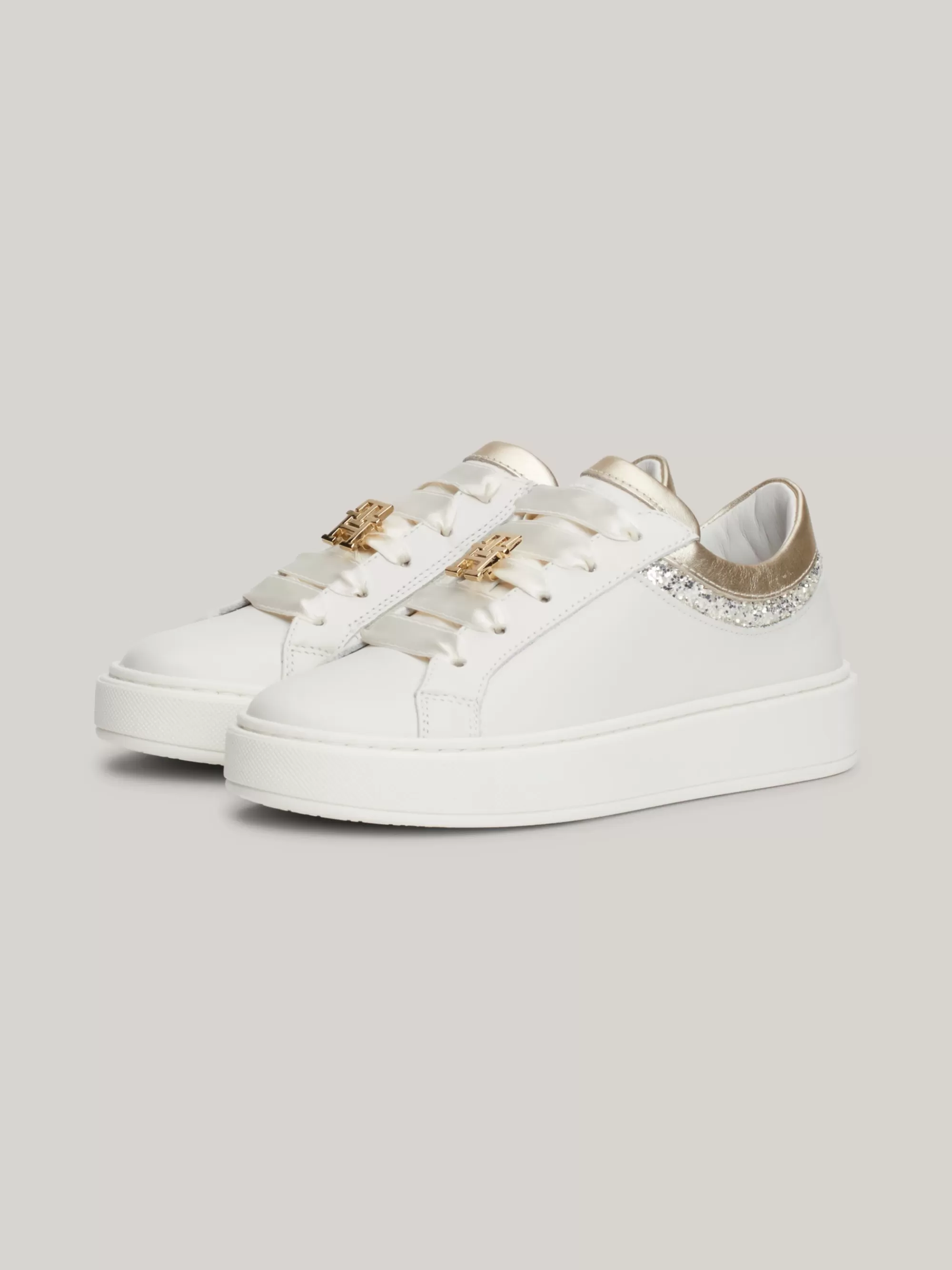 Schoenen & Accessoires*Tommy Hilfiger Sneaker Met Lintveters En Glitterdetail CREAM/PLATINUM