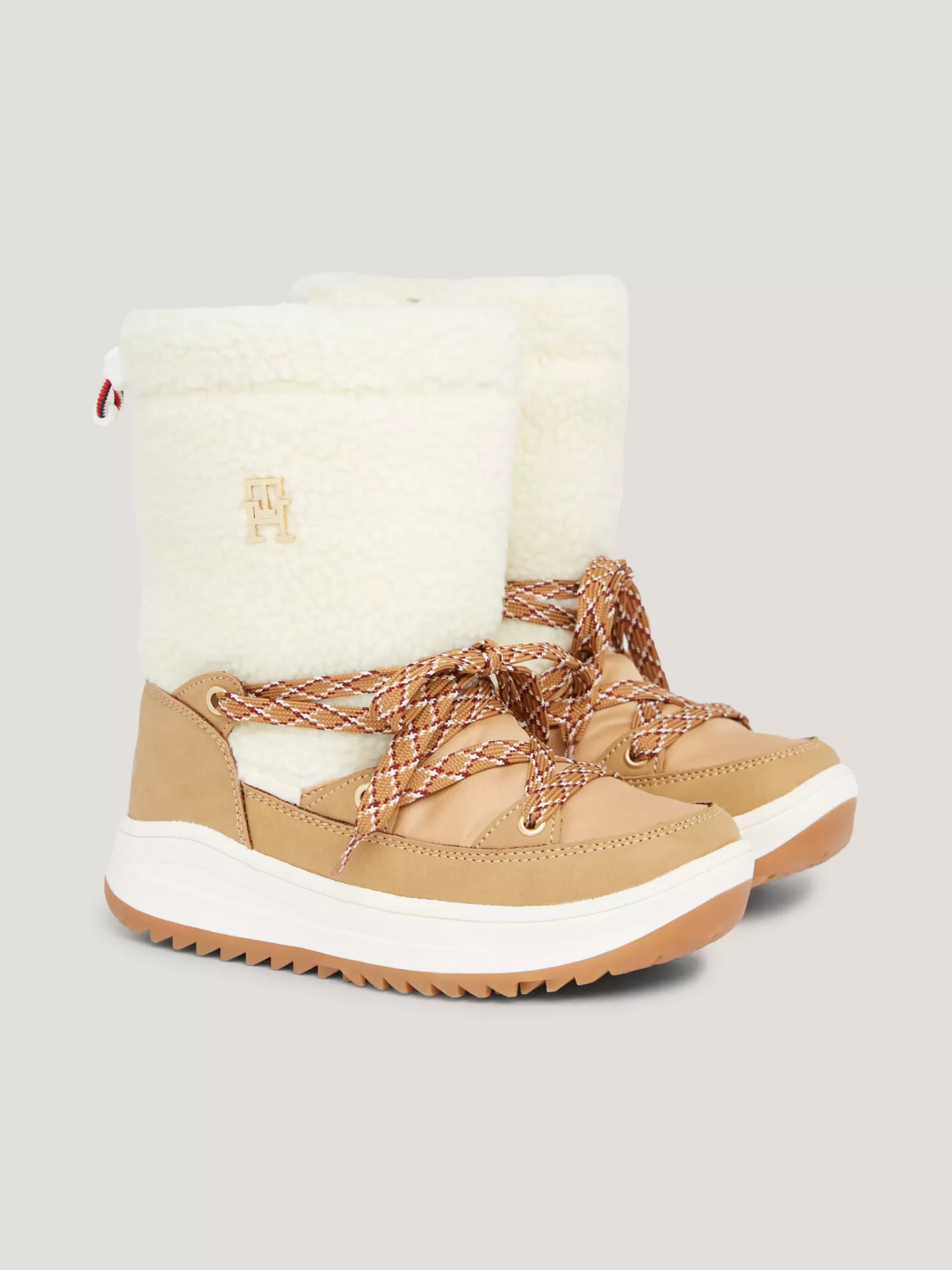 Schoenen & Accessoires*Tommy Hilfiger Snowboot Met Veters En Teddy Fleece CAMEL