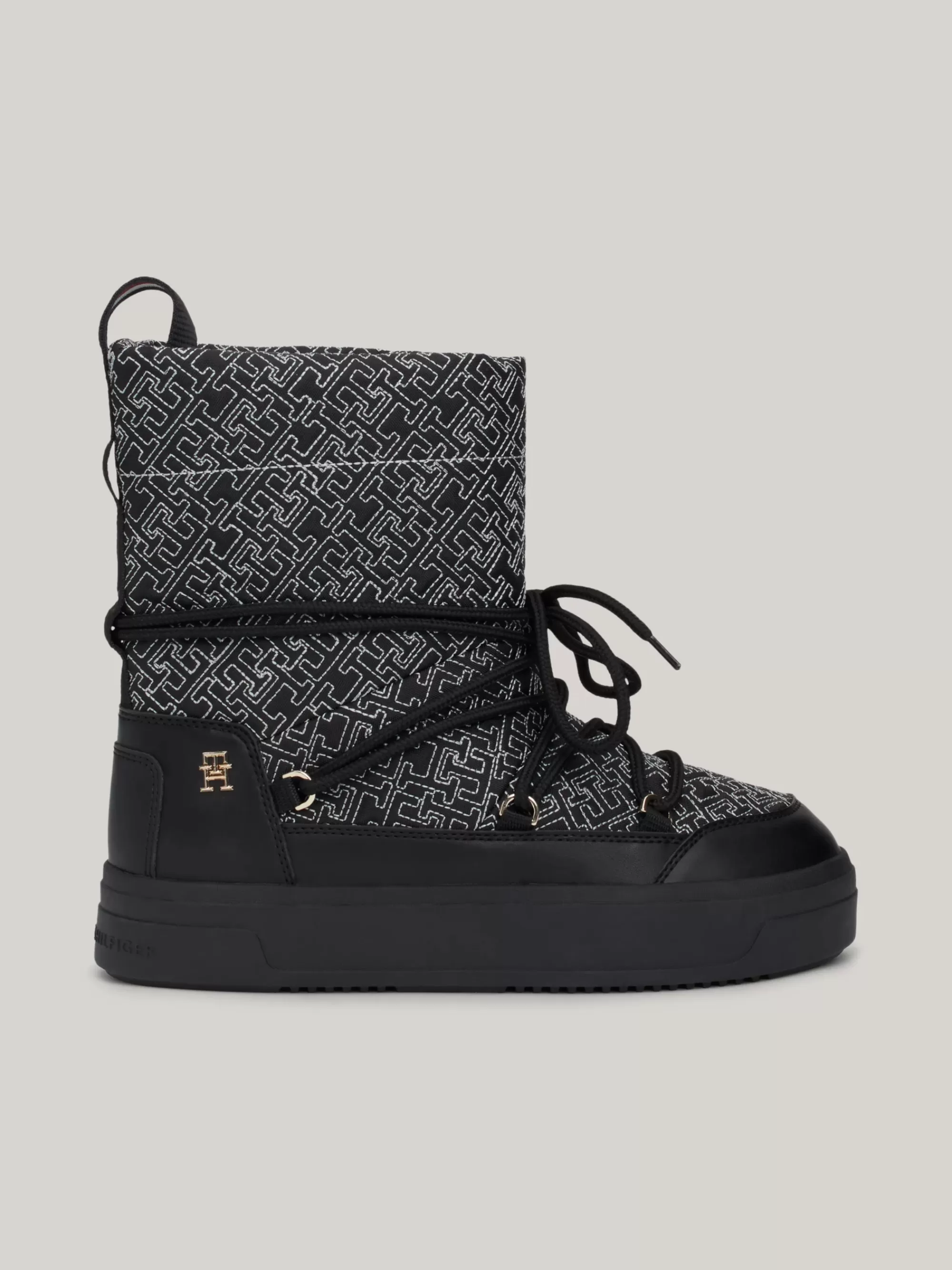 Laarzen & Enkellaarzen*Tommy Hilfiger Snowboot Met Veters En TH-monogram BLACK