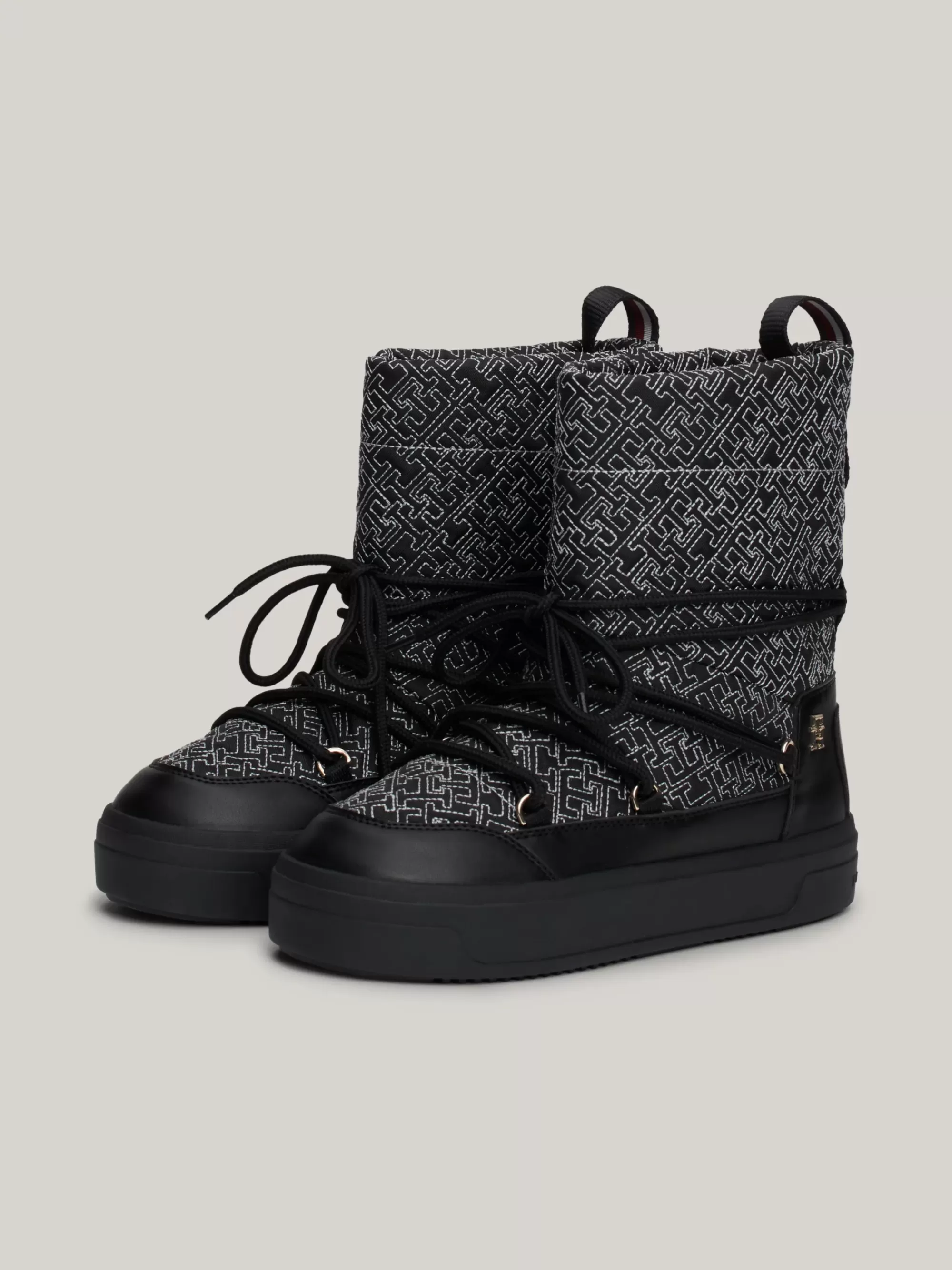 Laarzen & Enkellaarzen*Tommy Hilfiger Snowboot Met Veters En TH-monogram BLACK