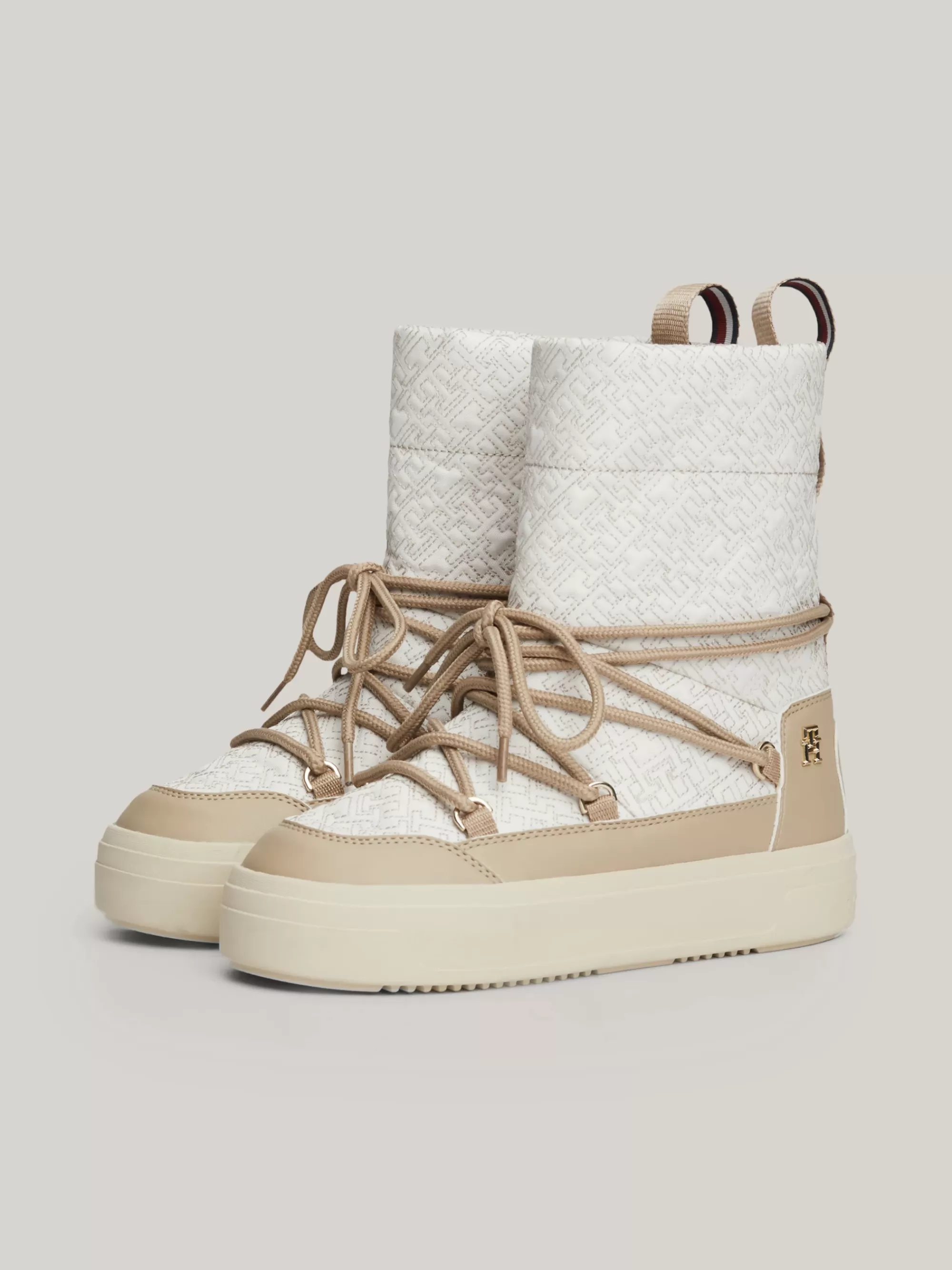 Laarzen & Enkellaarzen*Tommy Hilfiger Snowboot Met Veters En TH-monogram BEIGE