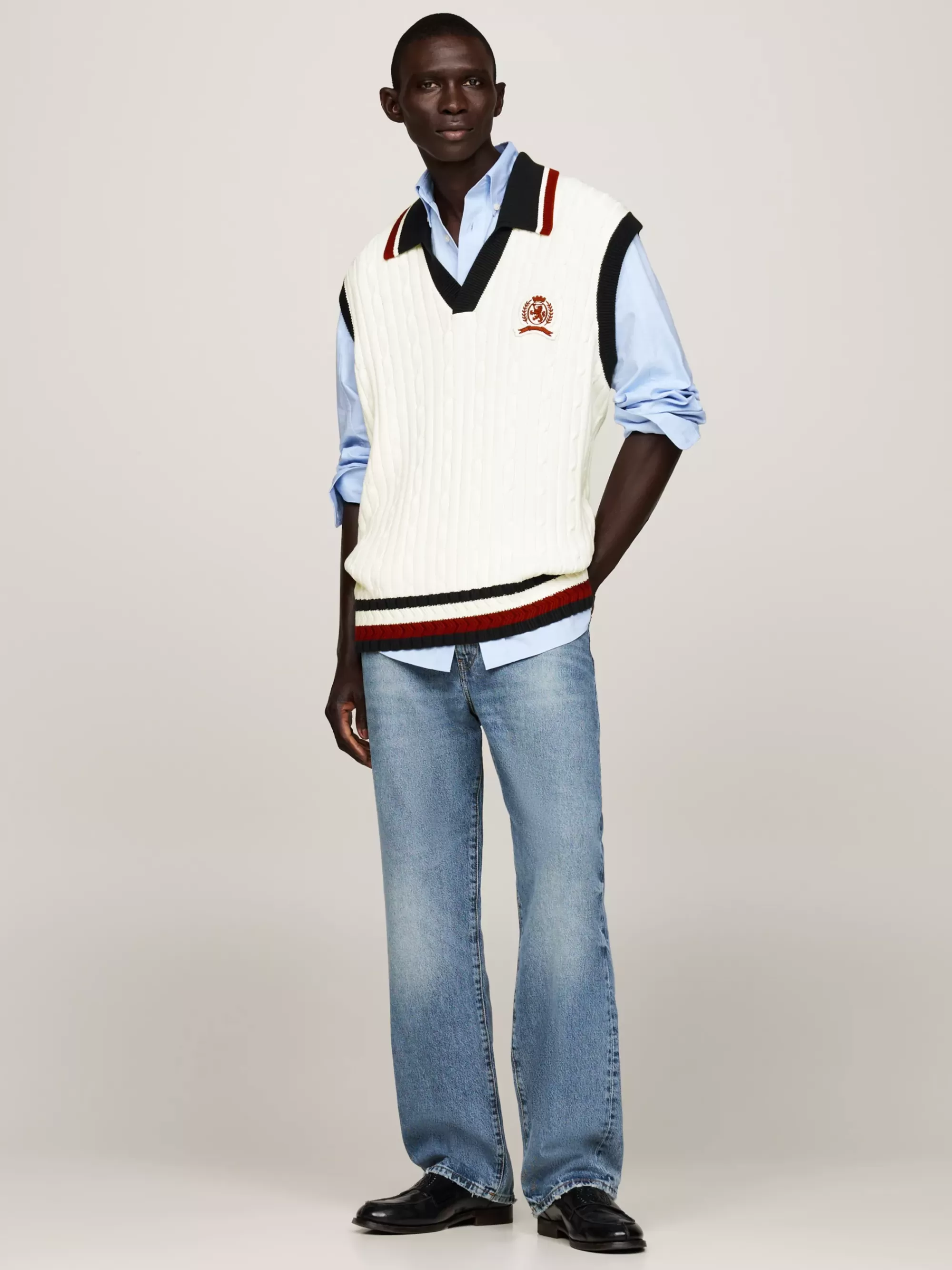 Truien & Vesten*Tommy Hilfiger Spencer Met Embleem En Signature-streep IVORY