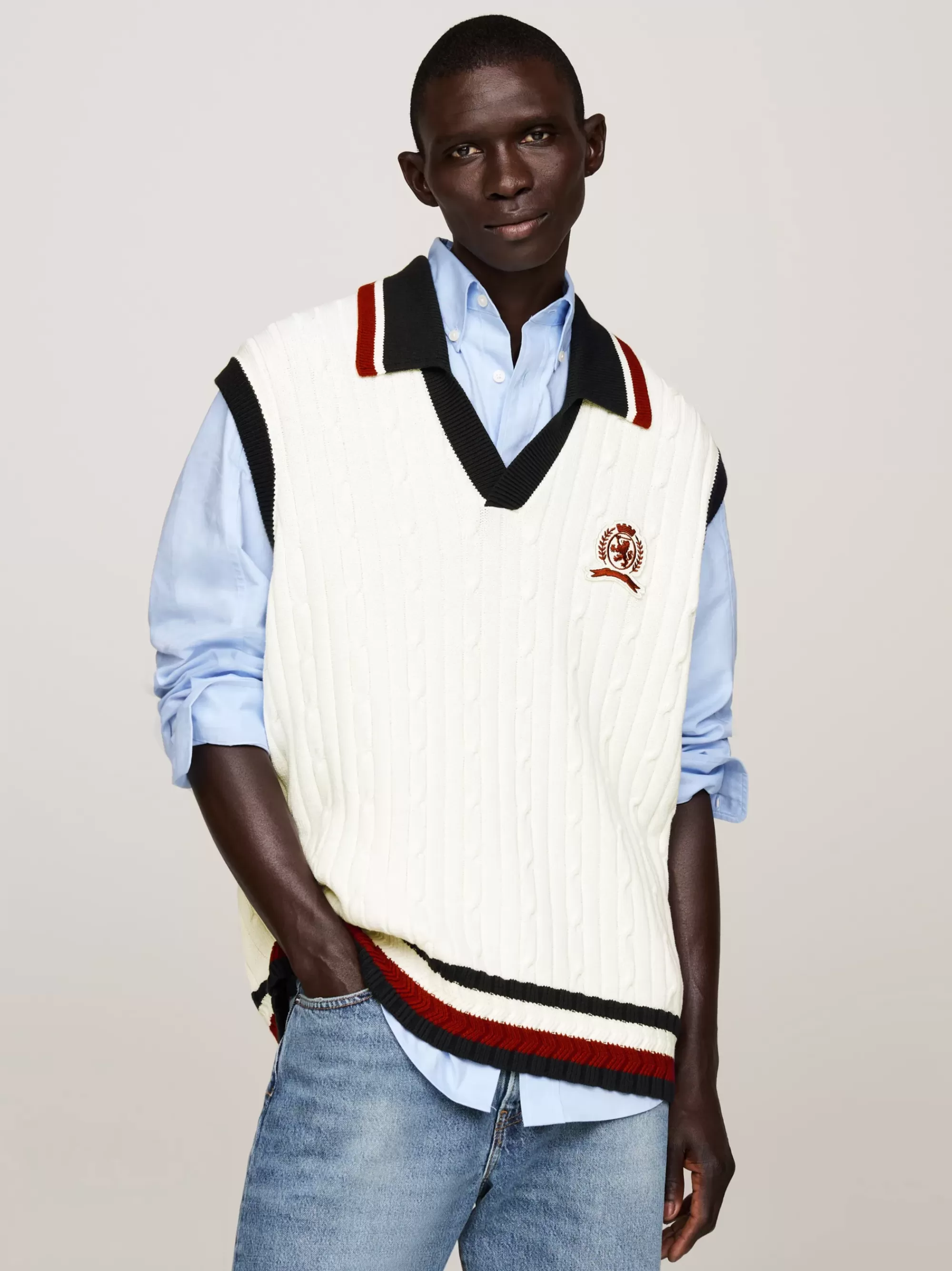 Truien & Vesten*Tommy Hilfiger Spencer Met Embleem En Signature-streep IVORY