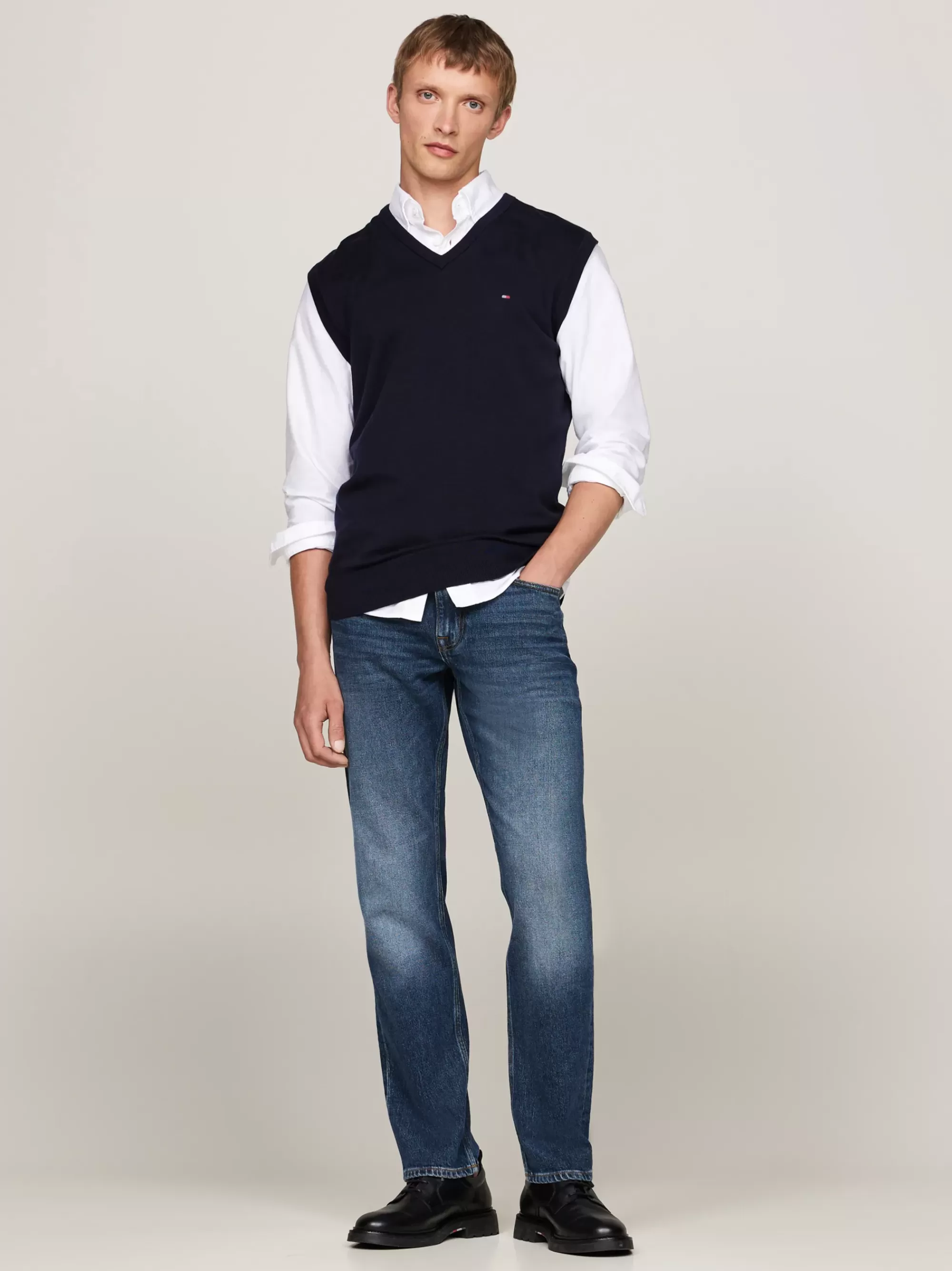 Truien & Vesten*Tommy Hilfiger Spencer Met V-hals En Geborduurde Vlag DESERT SKY