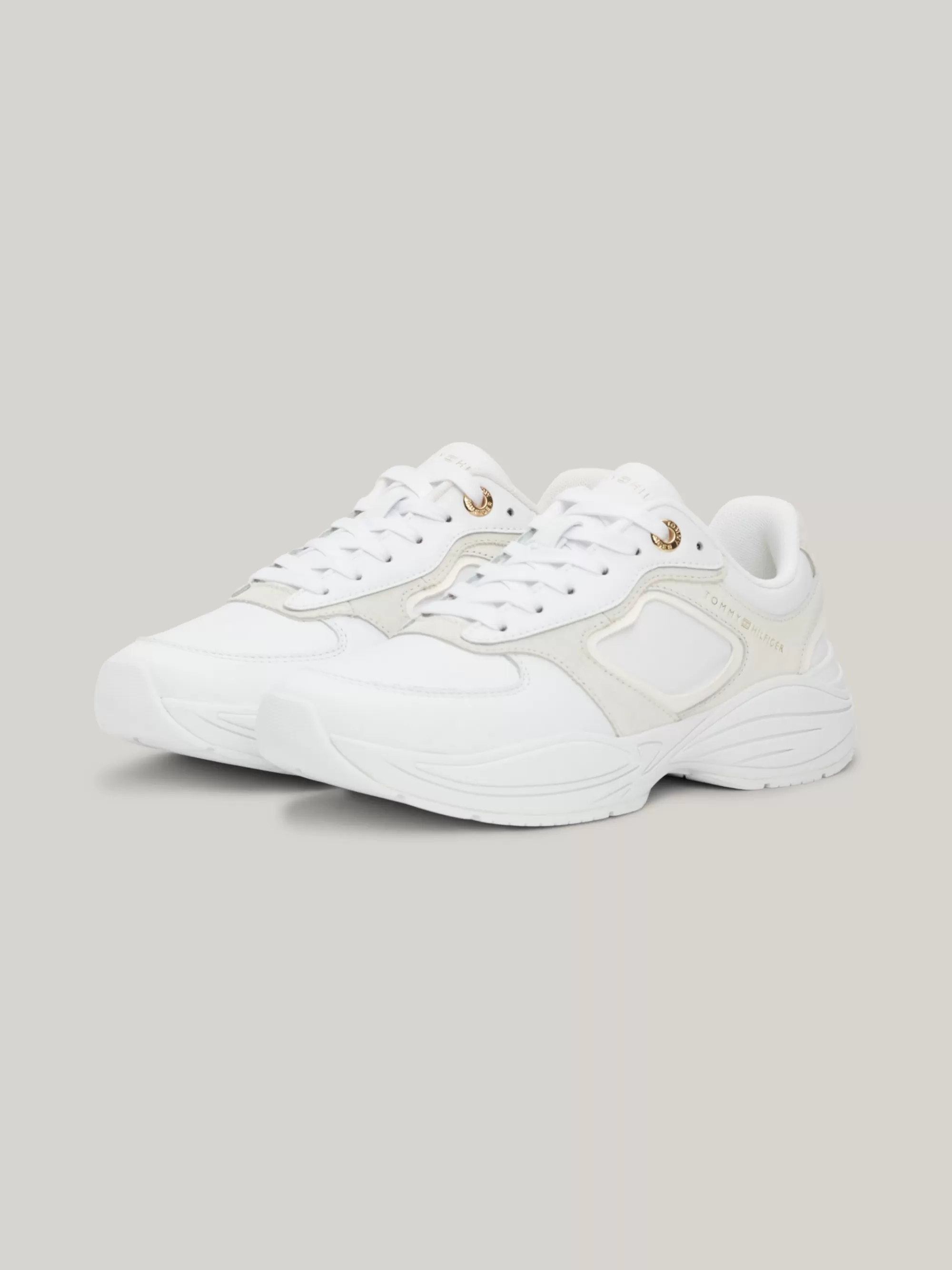 Sneakers*Tommy Hilfiger Sport Casual Chunky Leren Hardloopsneaker WHITE