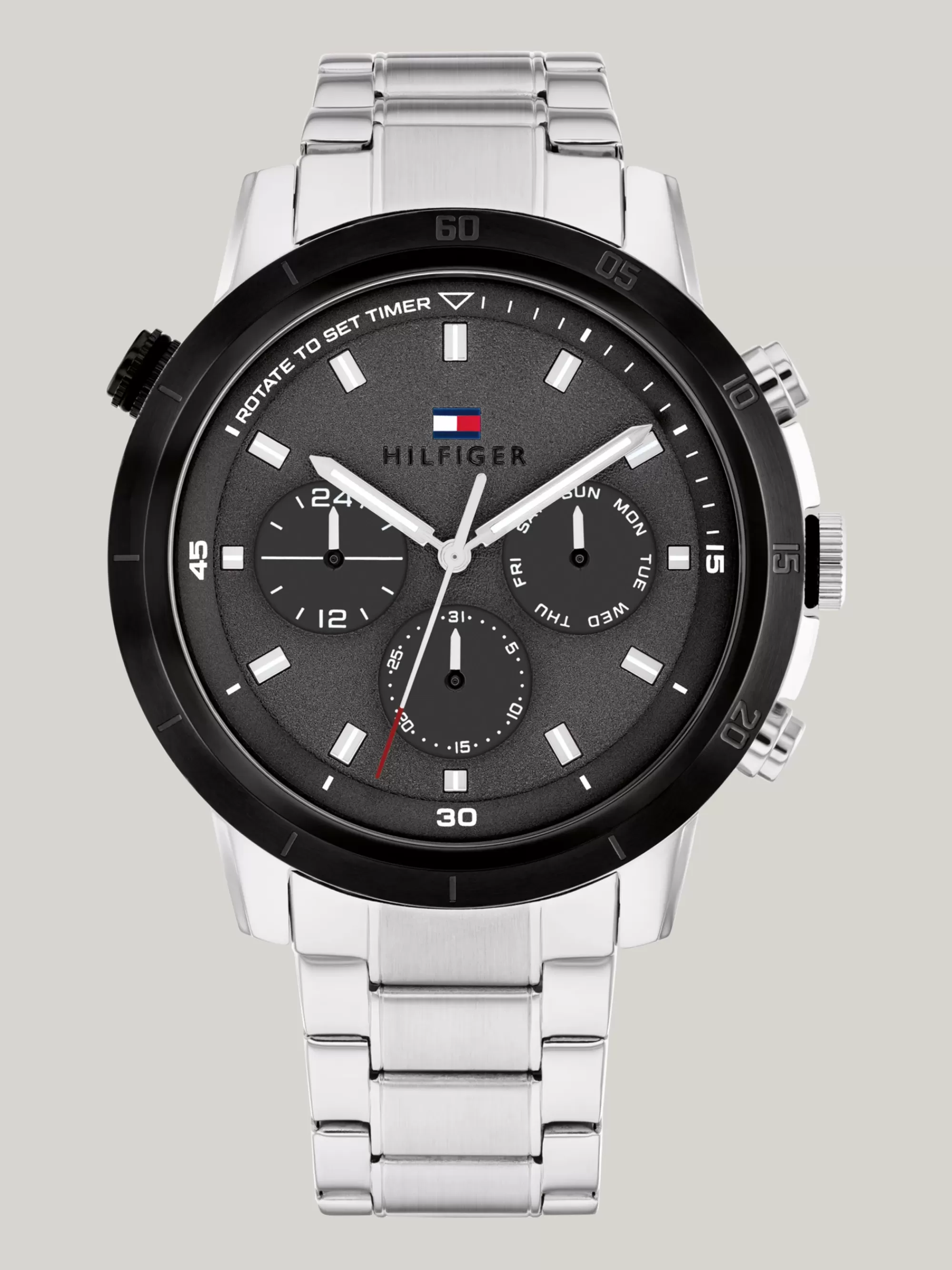 Horloges*Tommy Hilfiger Sporthorloge Met Zwarte Bezel En Grijze Wijzerplaat BLACK