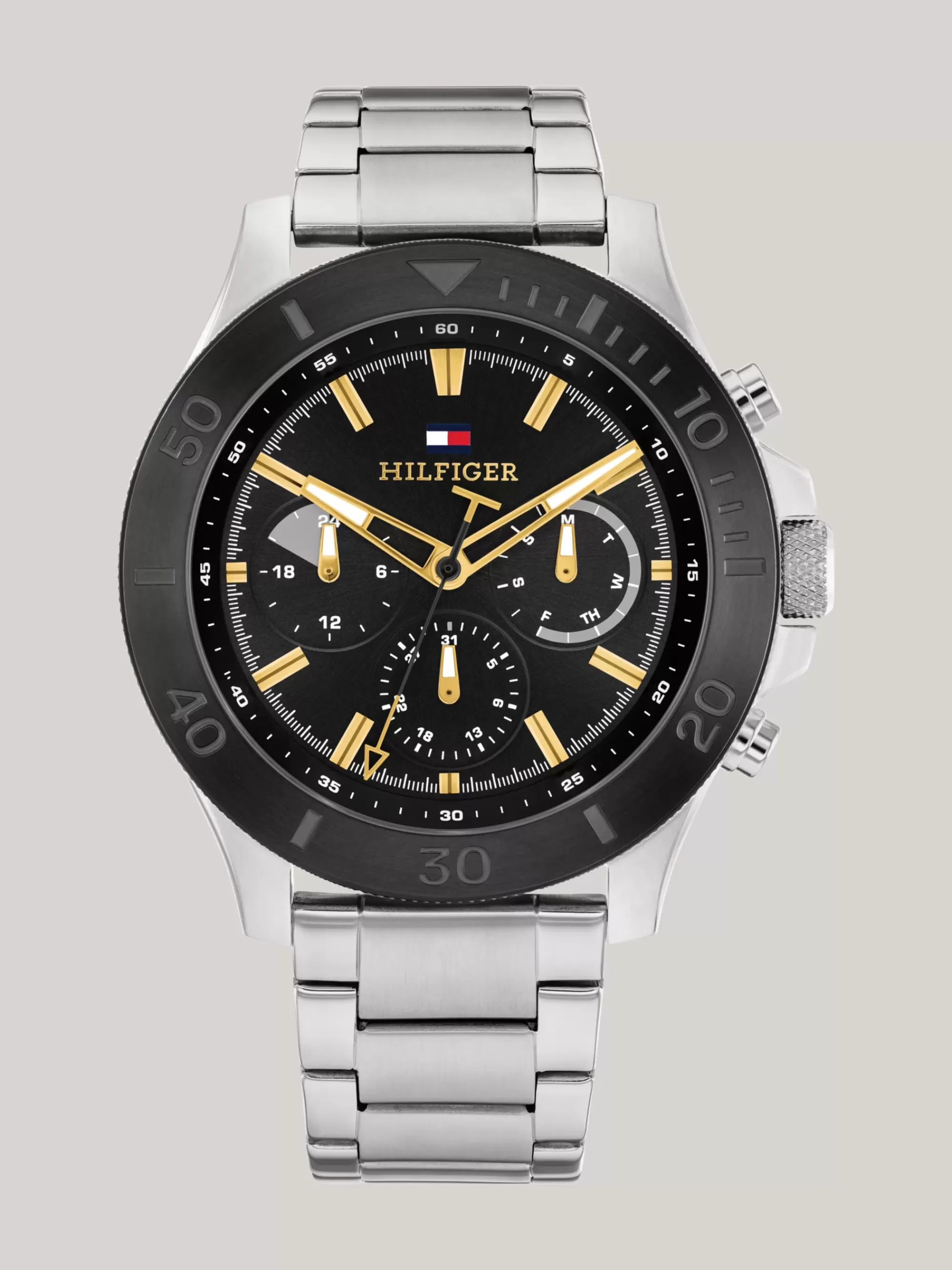 Horloges*Tommy Hilfiger Stalen Sporthorloge Met Zwarte Wijzerplaat SILVER