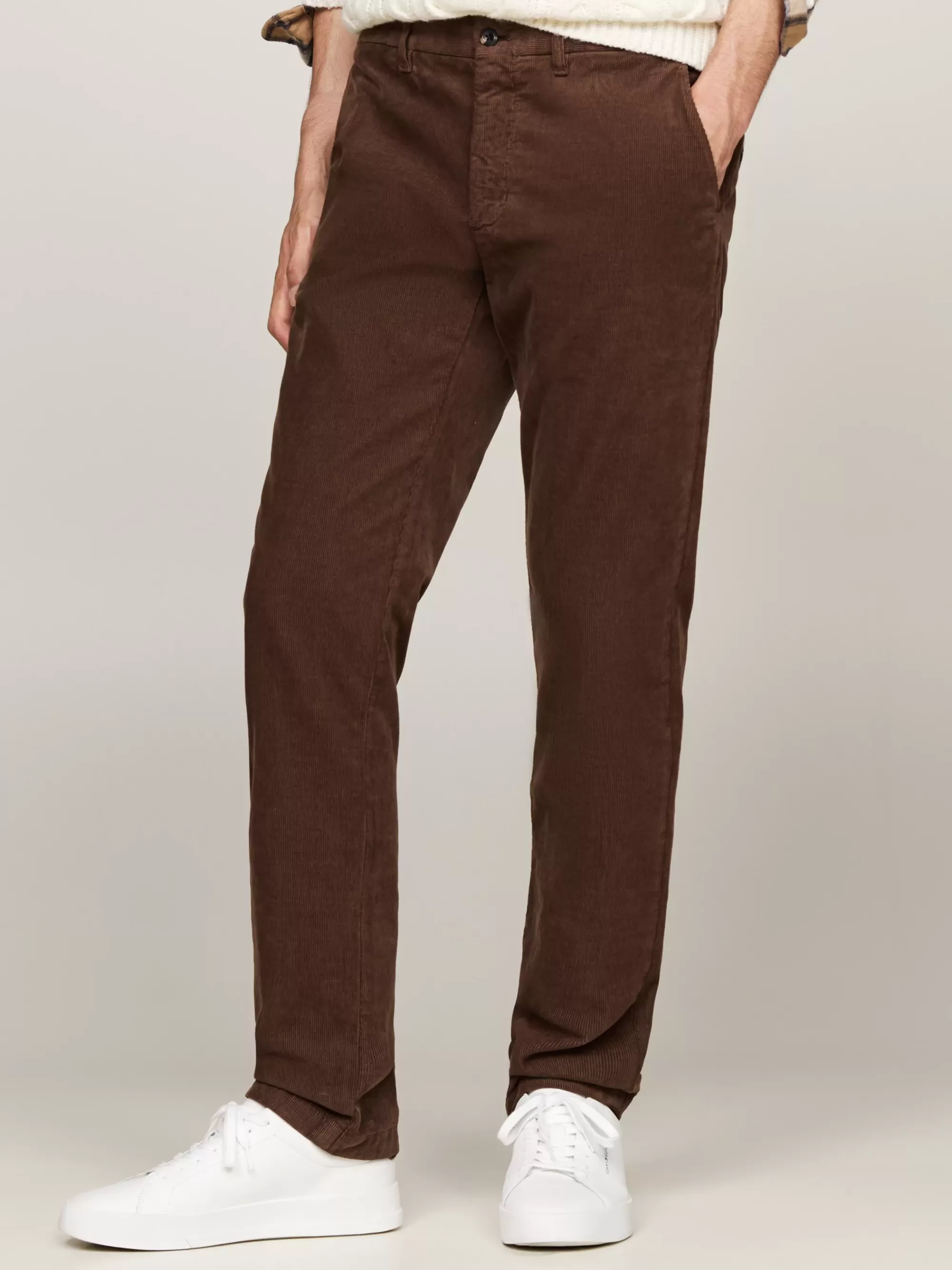 Broeken*Tommy Hilfiger Straight Chino Van Stretchcorduroy LEGACY BROWN