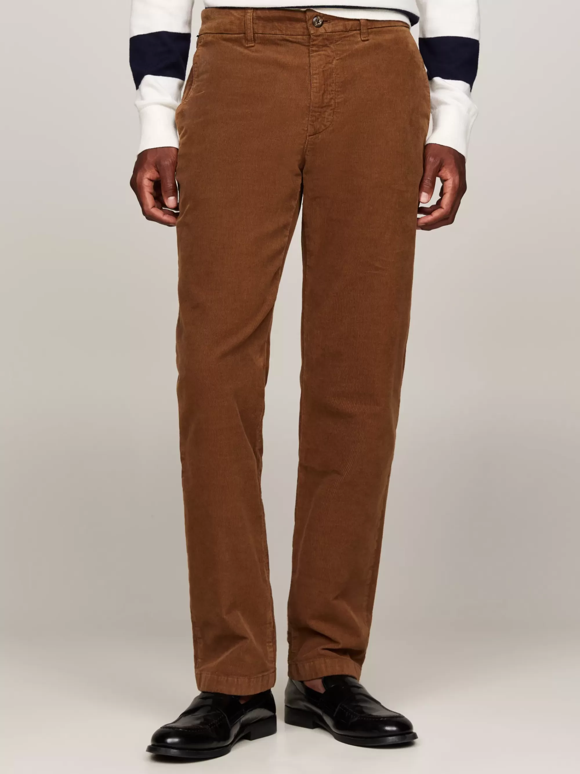 Broeken*Tommy Hilfiger Straight Chino Van Stretchcorduroy HIGHLAND KHAKI