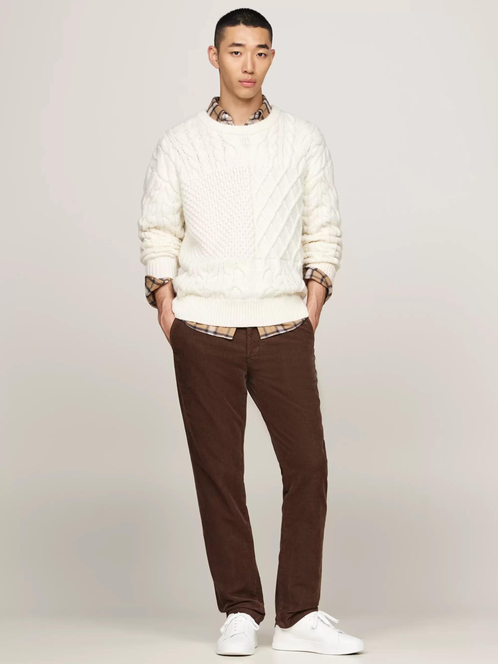 Broeken*Tommy Hilfiger Straight Chino Van Stretchcorduroy LEGACY BROWN