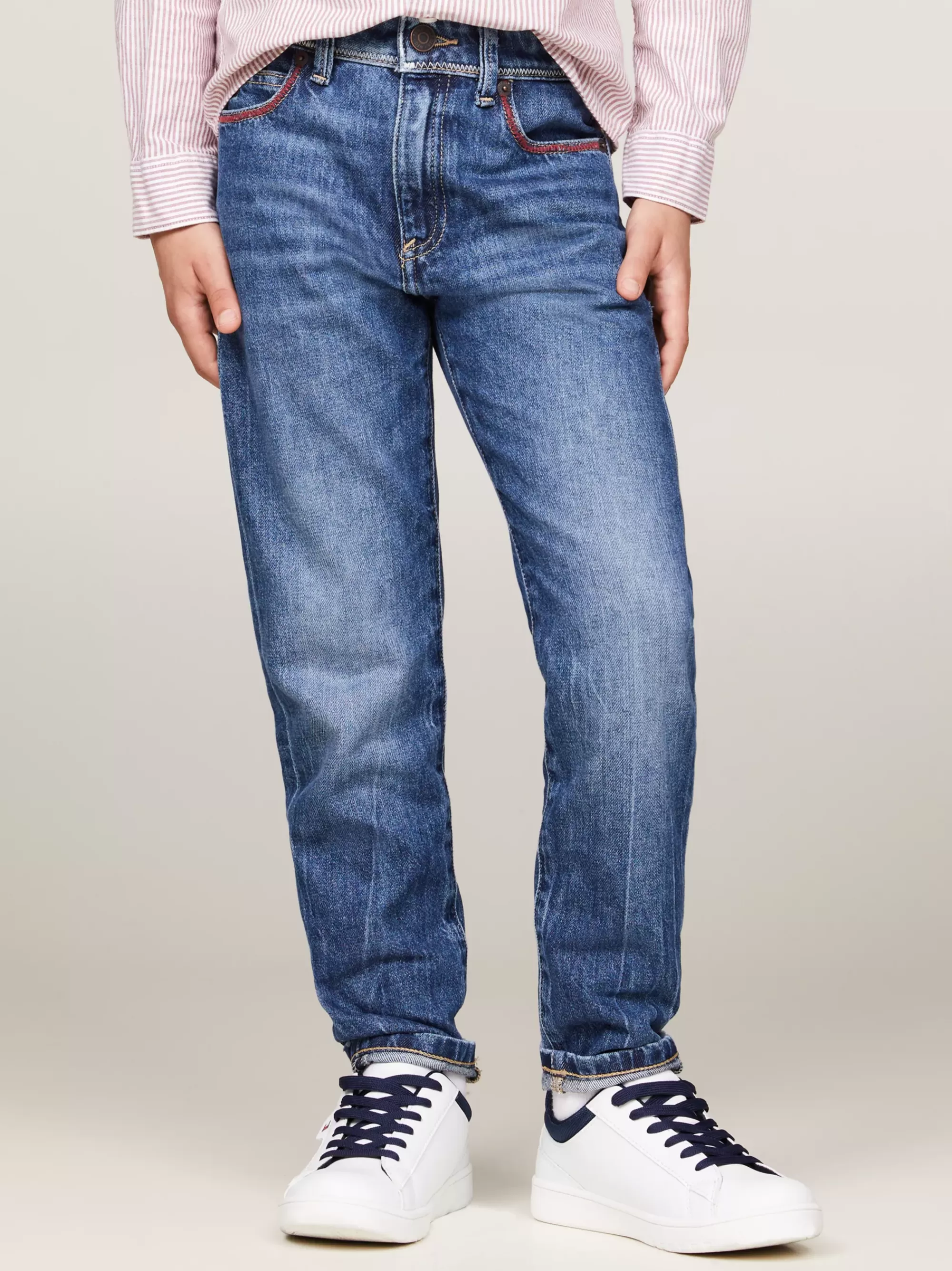 Jeans*Tommy Hilfiger Straight Faded Jeans Met Contraststiksel WORNIN