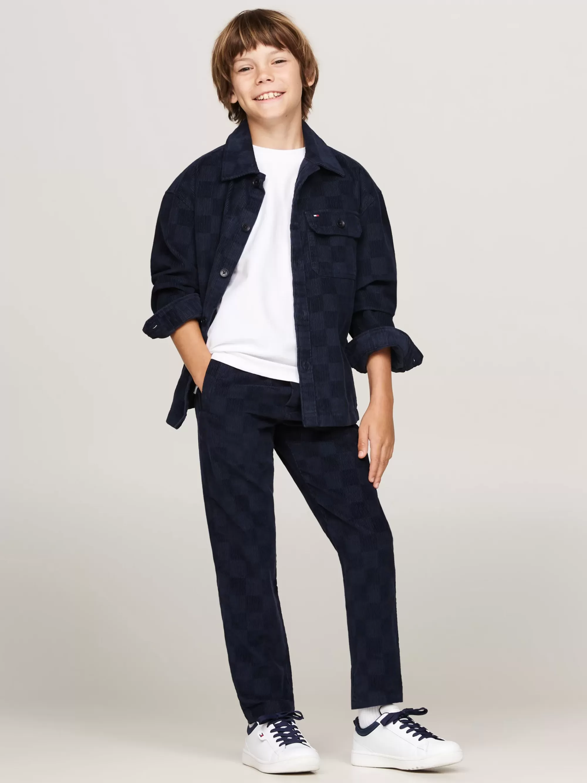 Broeken & Korte Broeken*Tommy Hilfiger Straight Fit Corduroy Broek Met Checkerboard DESERT SKY