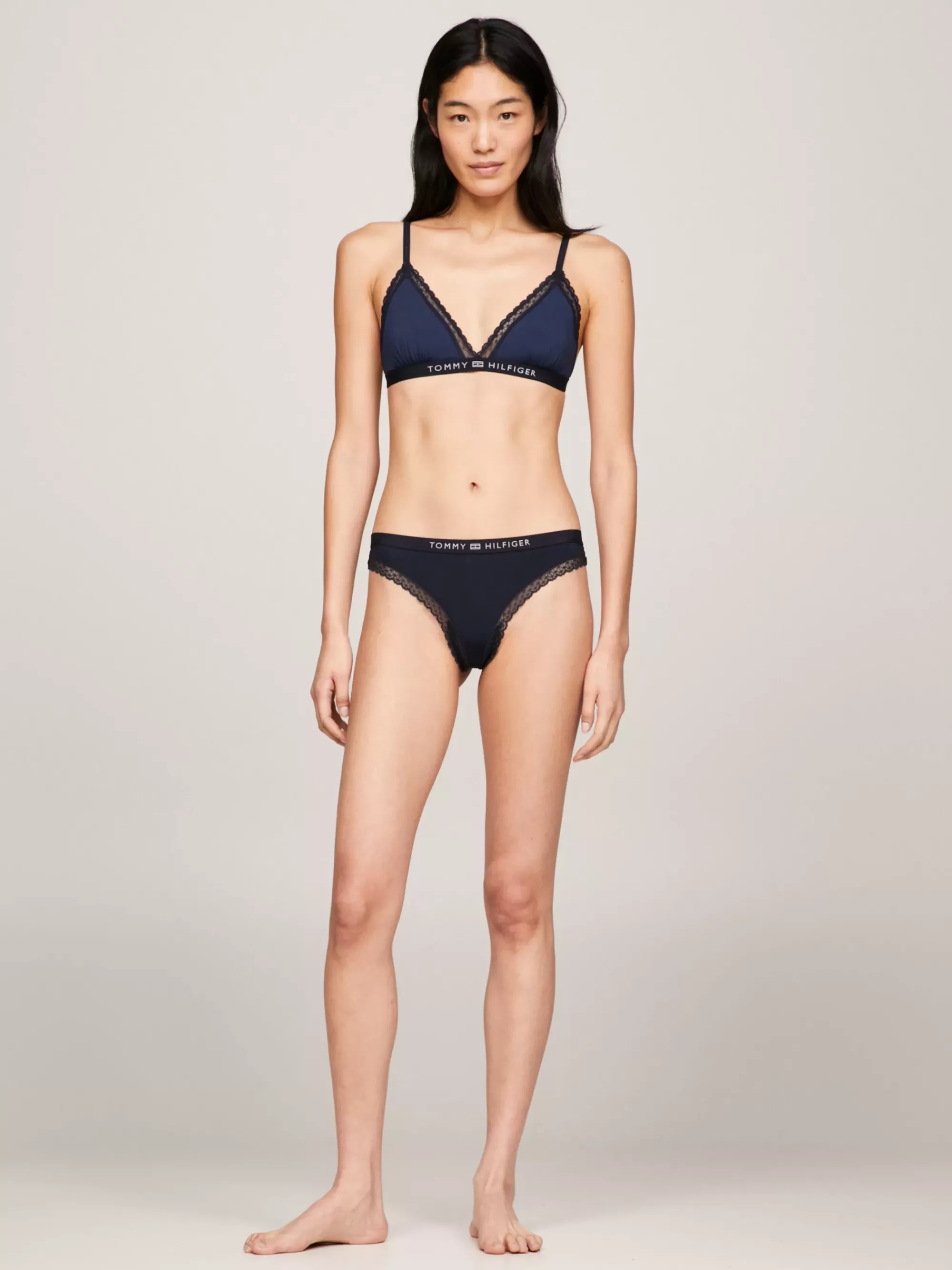 Slips | Lingerie*Tommy Hilfiger String Met Kant En Ton-sur-ton Logo DESERT SKY