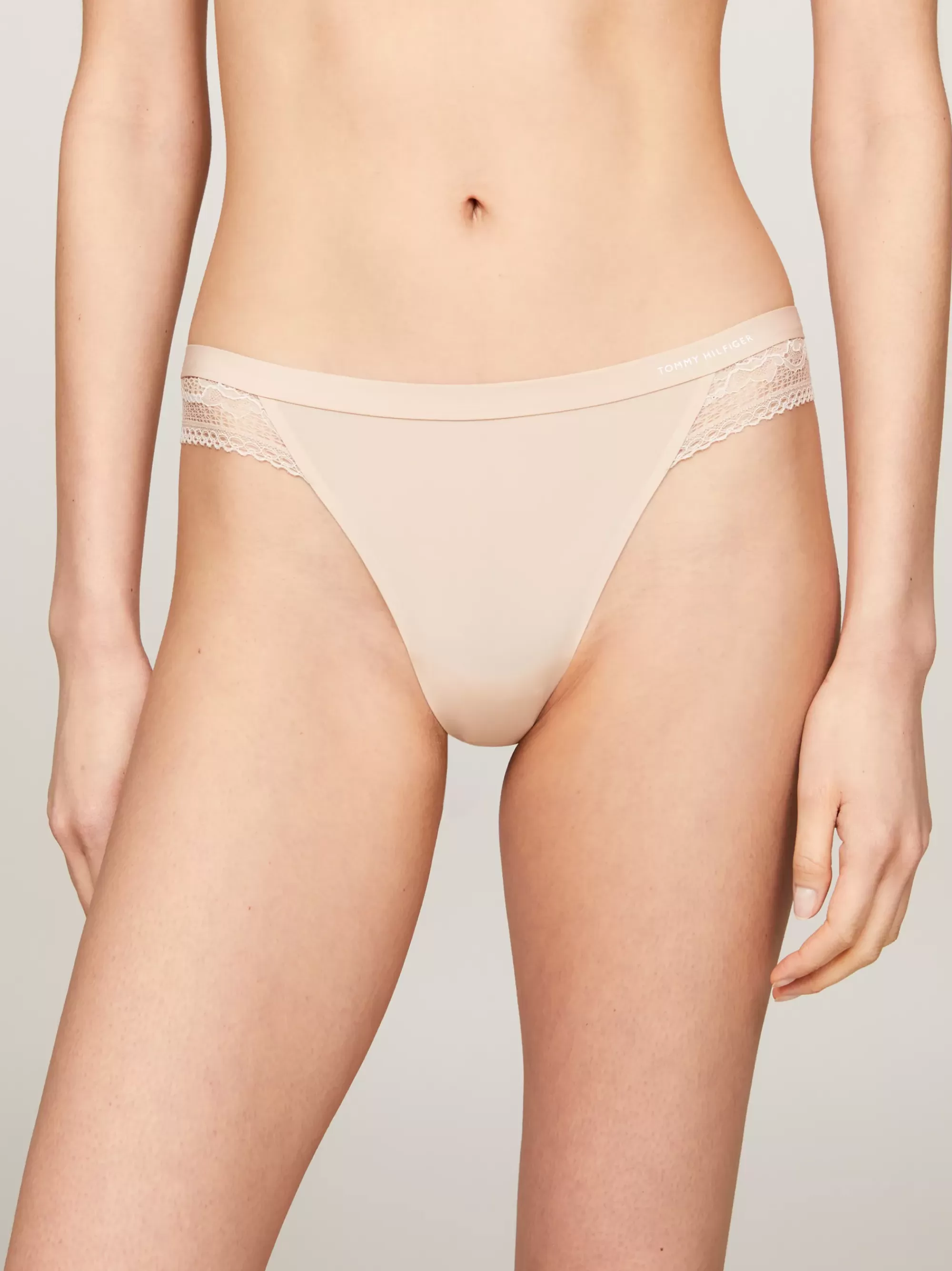 Slips | Lingerie*Tommy Hilfiger String Met Kanten Rand En Logo MISTY BLUSH