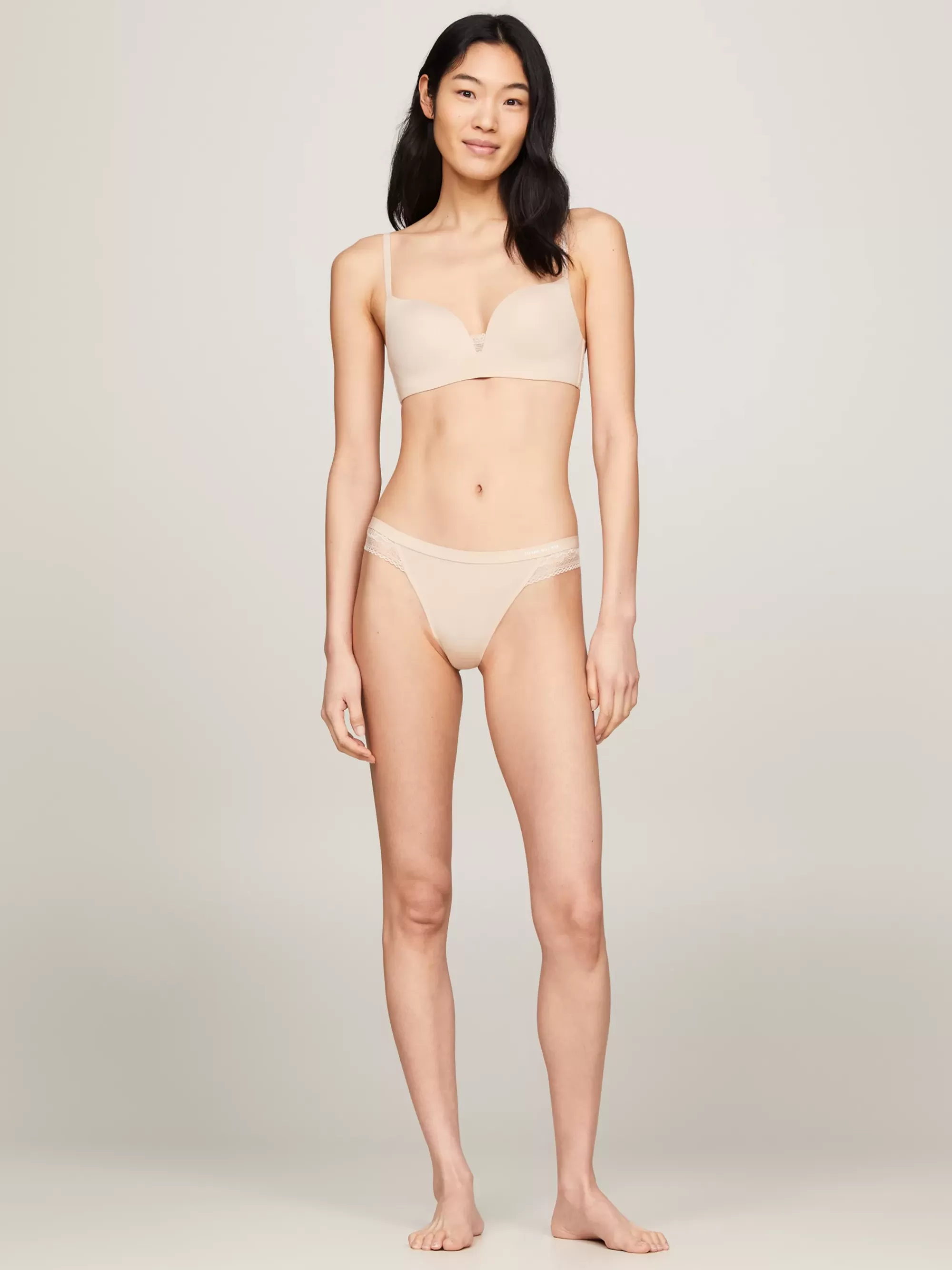 Slips | Lingerie*Tommy Hilfiger String Met Kanten Rand En Logo MISTY BLUSH