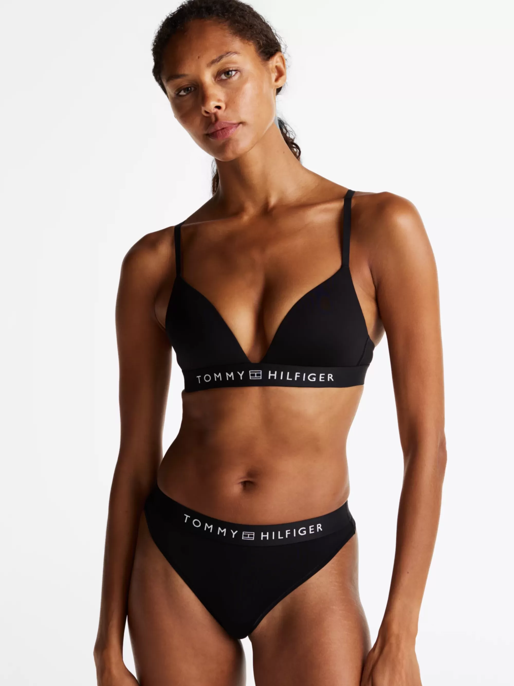 Slips | Lingerie*Tommy Hilfiger String Met Ton-sur-ton Logotailleband BLACK