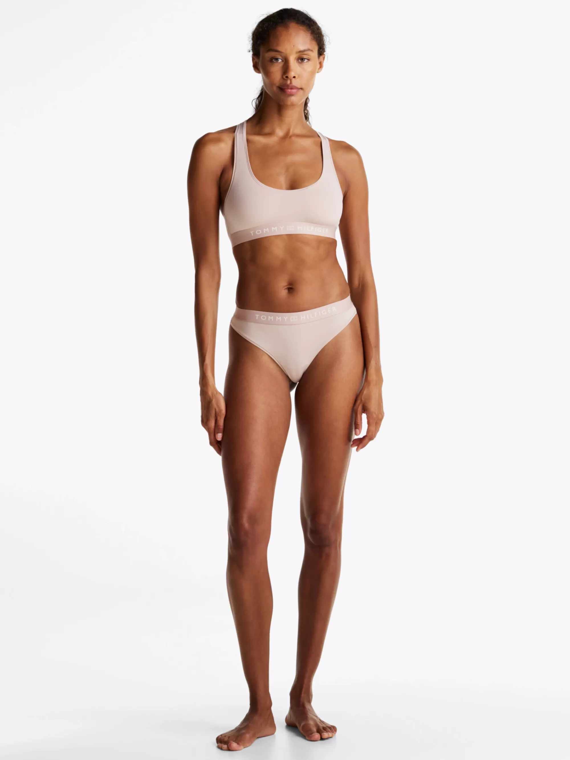 Slips | Lingerie*Tommy Hilfiger String Met Ton-sur-ton Logotailleband BALANCED BEIGE