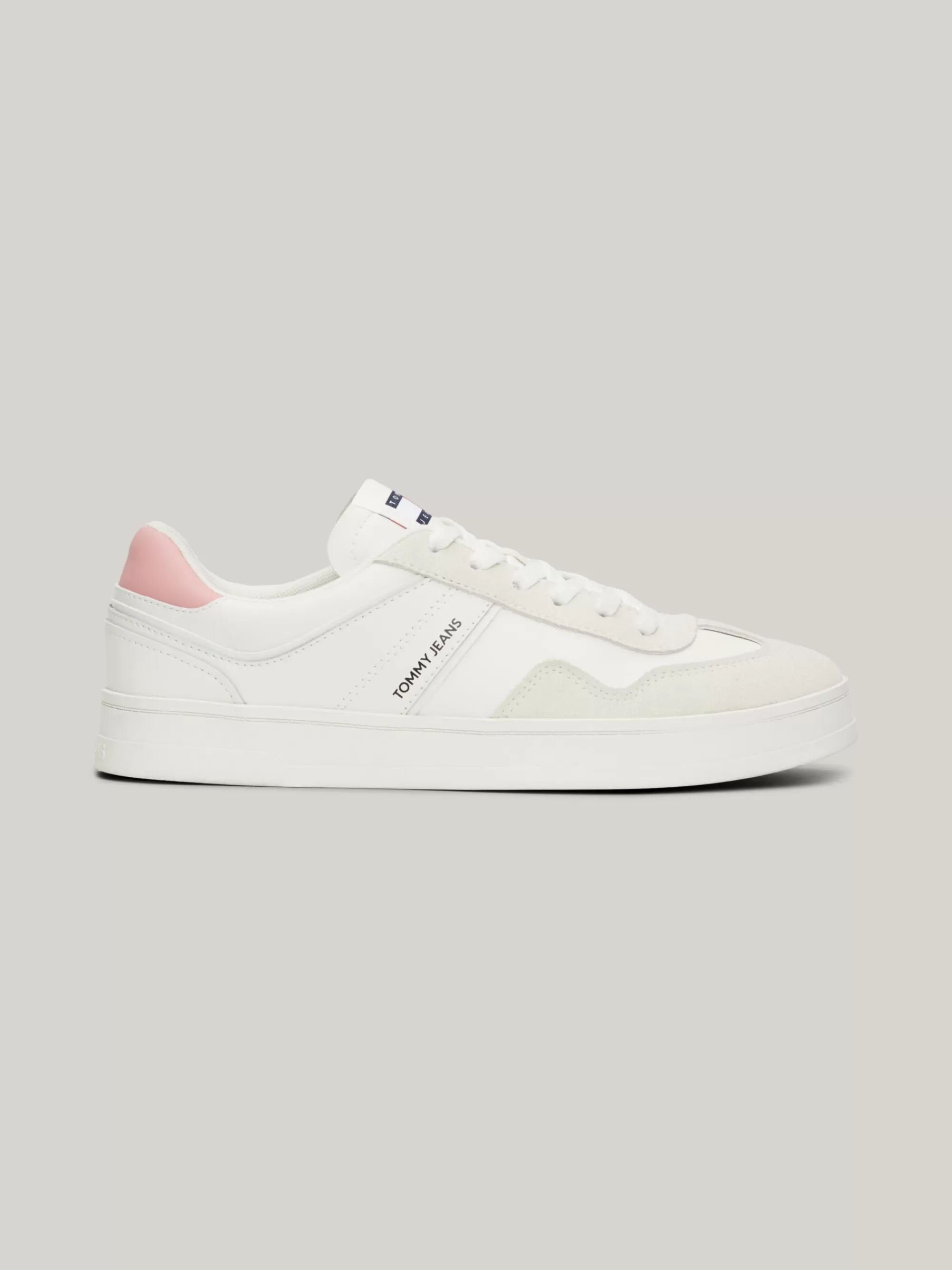 Sneakers*Tommy Hilfiger Suède Court Sneaker Met Gemengde Texturen ECRU
